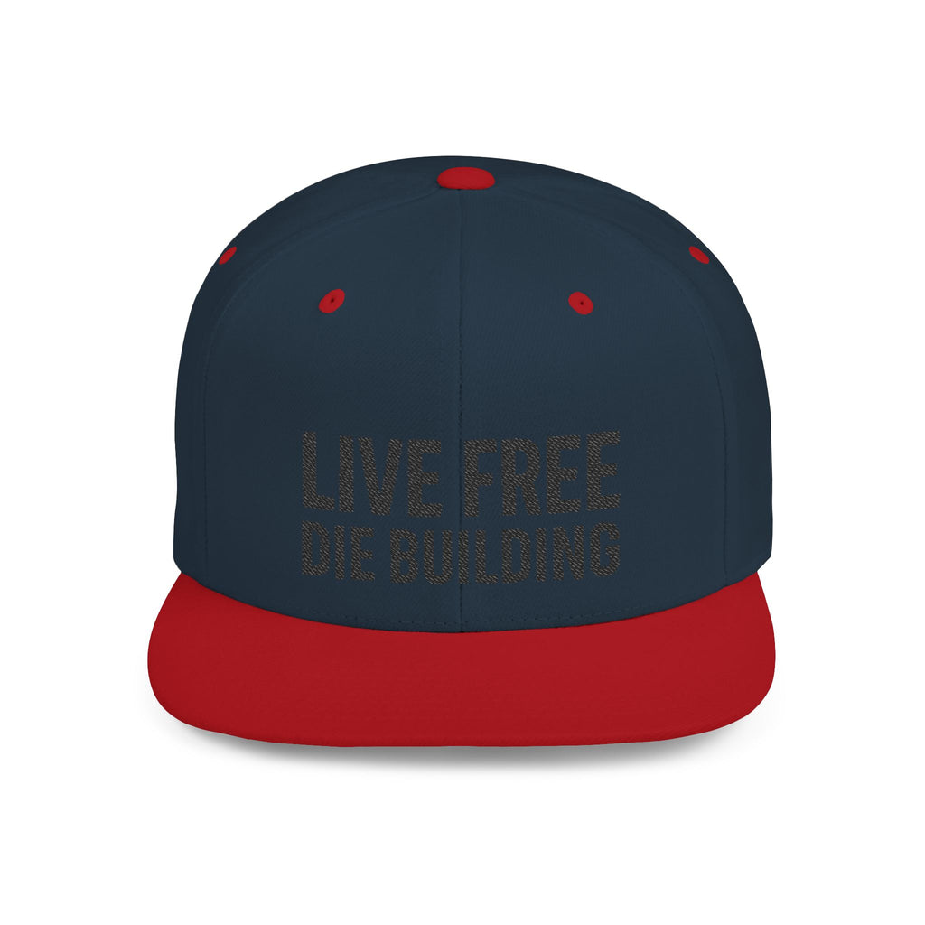 Live Free Die Building Flat Bill Snapback Hat