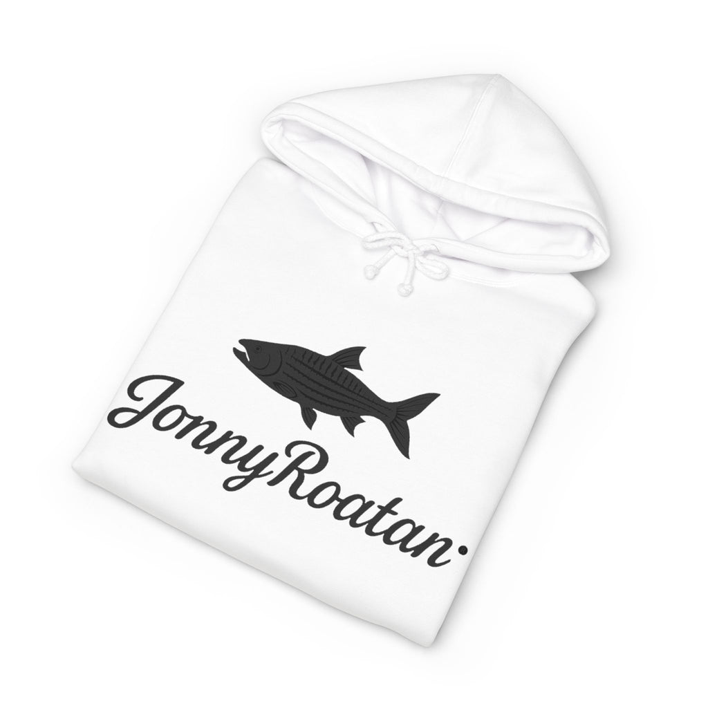 JonnyRoatan Shark Hoodie — "Live Free Die Building" Graphic Sweatshirt