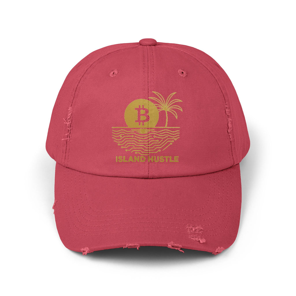 Island Hustle Bitcoin Cap — Distressed Palm Tree Hat