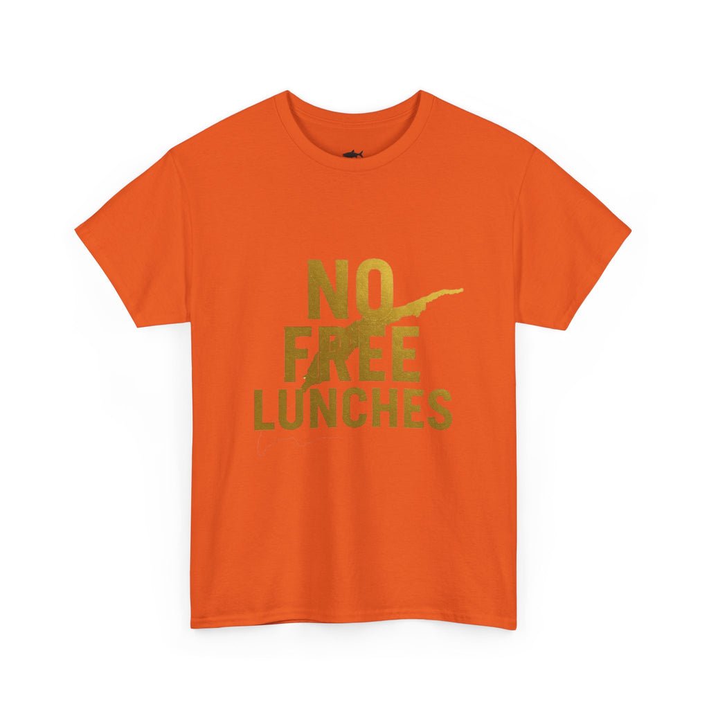 No Free Lunches Tee — Bold Gold Graphic Cotton T-Shirt