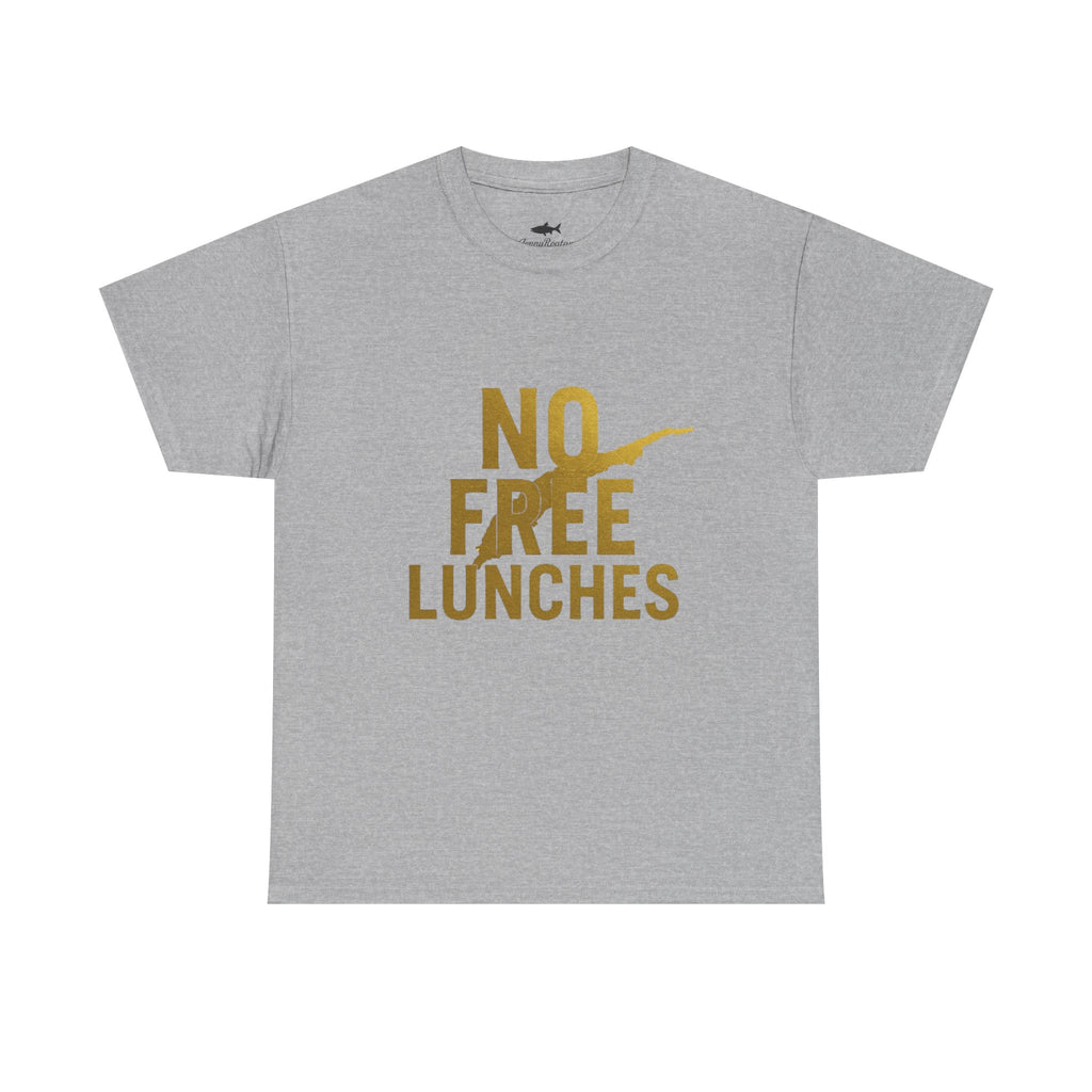 No Free Lunches Tee — Bold Gold Graphic Cotton T-Shirt