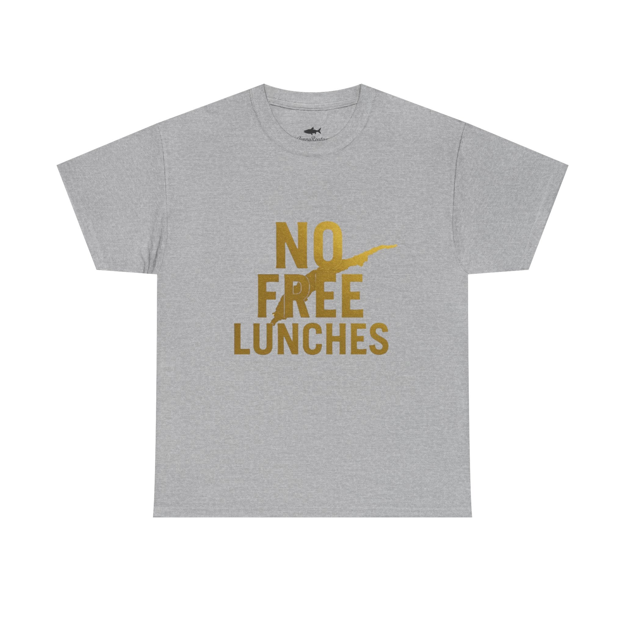 No Free Lunches Tee — Bold Gold Graphic Cotton T-Shirt