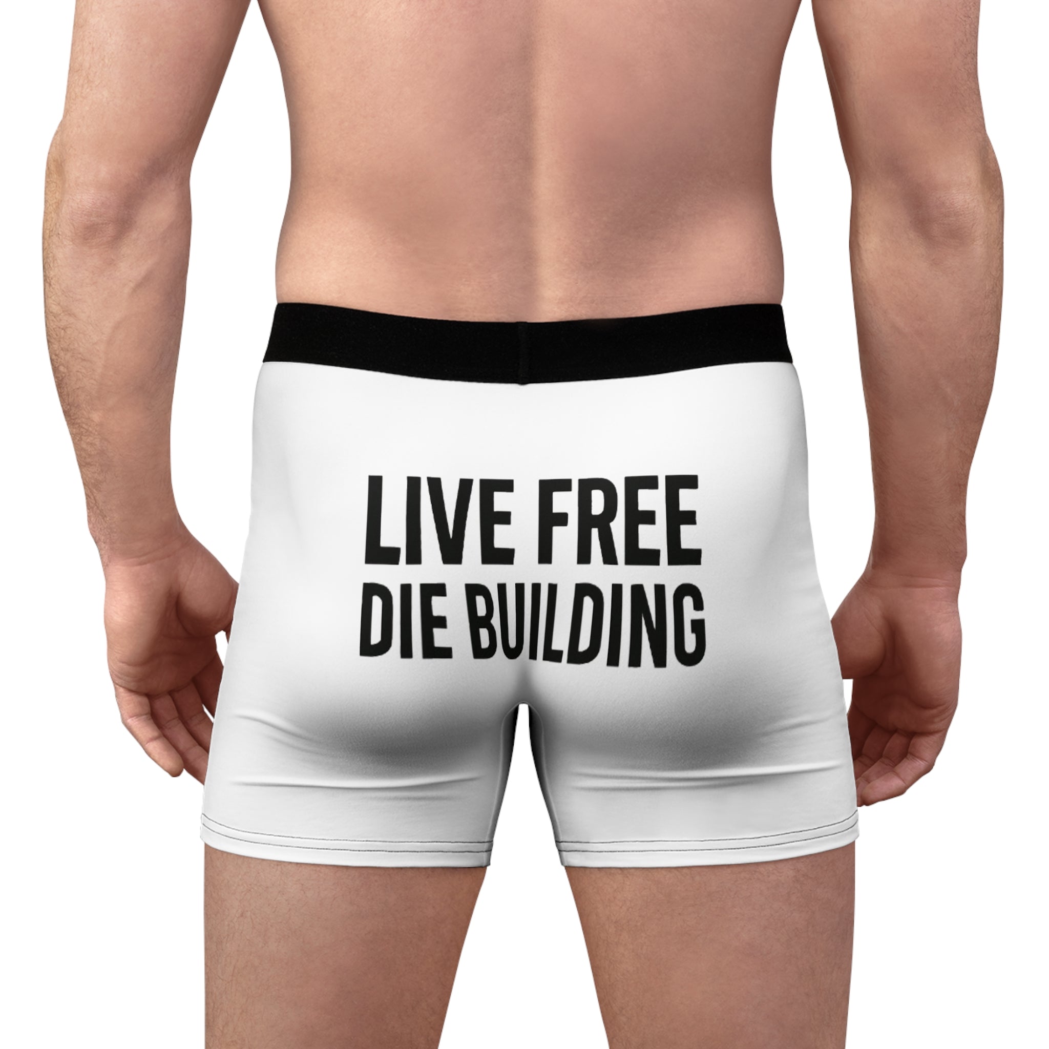 Boxer Briefs — "Live Free Die Building" Graphic with Raised Fist