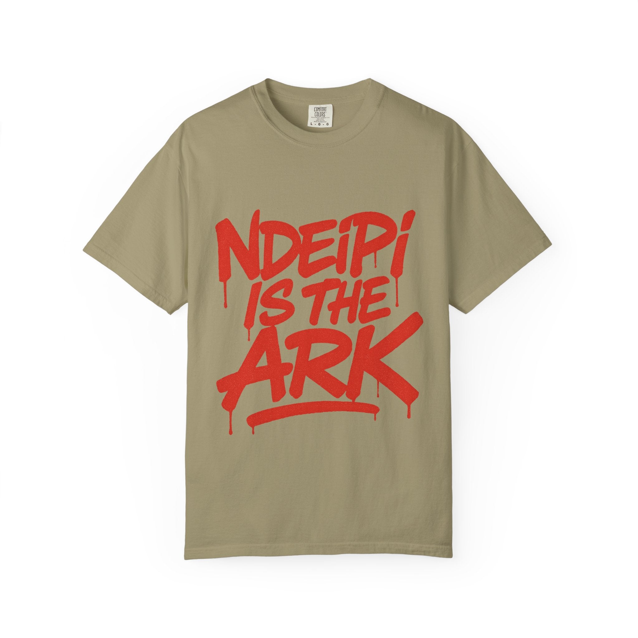 T-Shirt — "NDEIPI IS THE ARK" Red Graffiti Graphic Tee