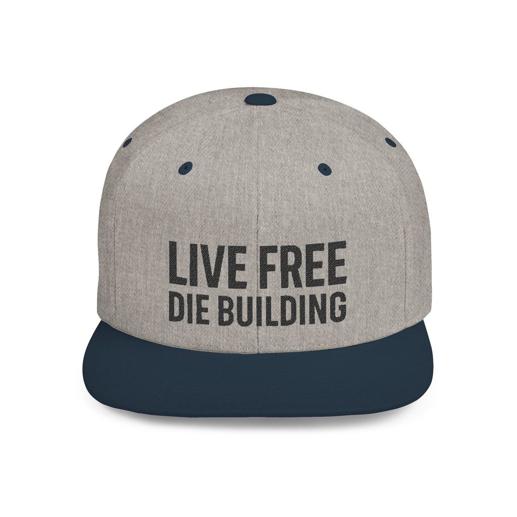 Live Free Die Building Flat Bill Snapback Hat
