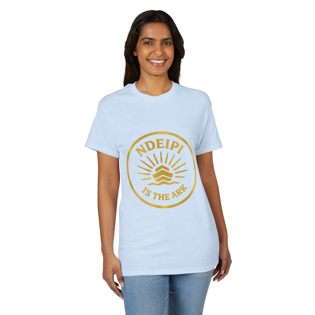 Ndeipi Is The Ark T-Shirt — Gold Sun & Wave Logo Tee