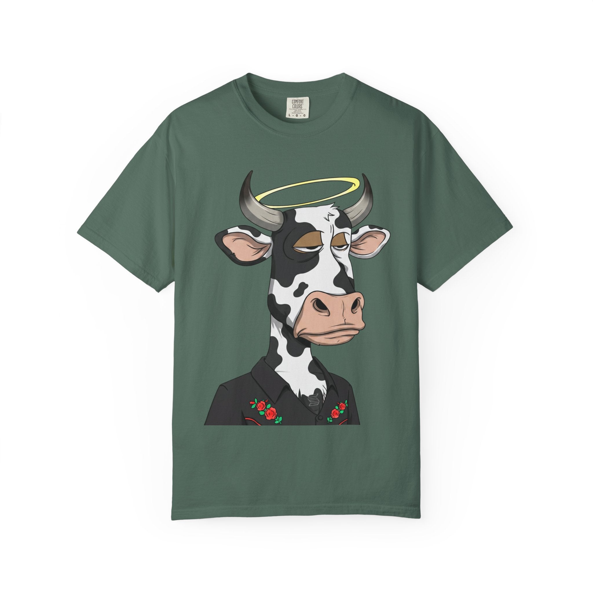 Cow Graphic T-Shirt — 'KANG' Wine Club Logo & Halo Cow Art