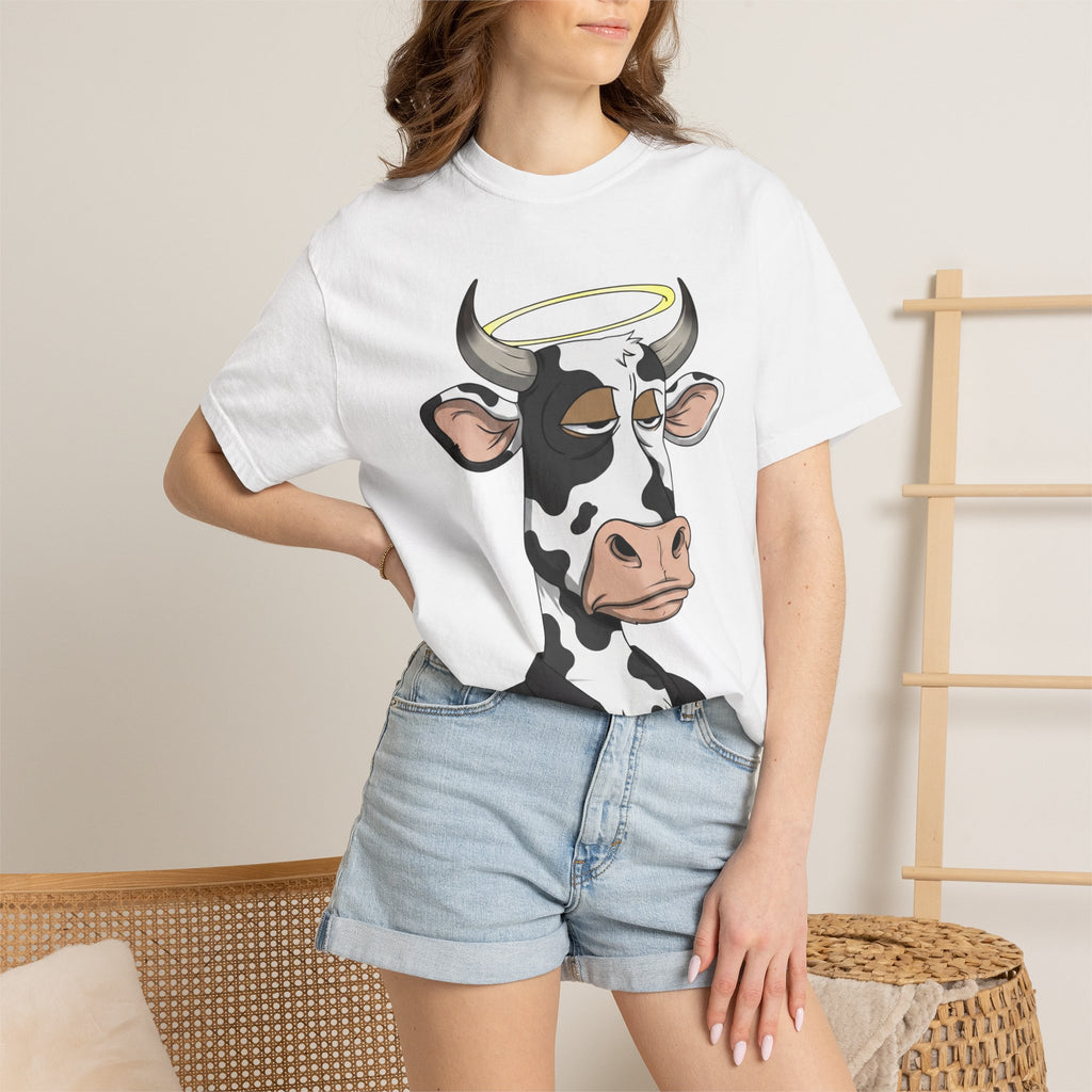 Cow Graphic T-Shirt — 'KANG' Wine Club Logo & Halo Cow Art