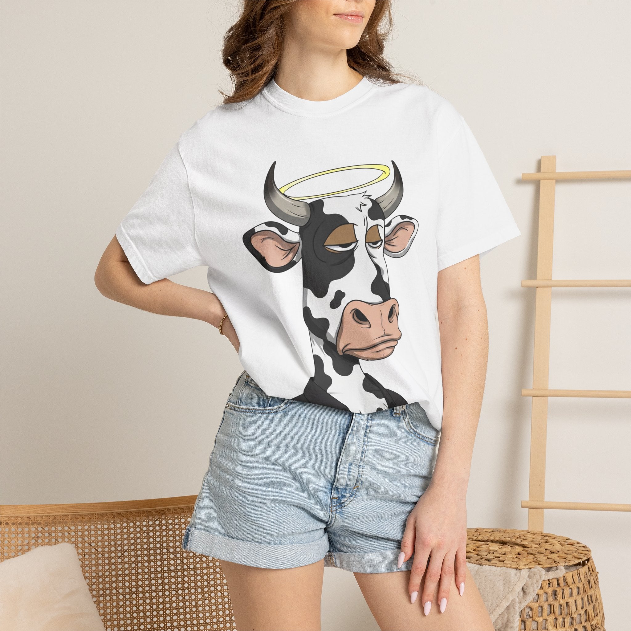 Cow Graphic T-Shirt — 'KANG' Wine Club Logo & Halo Cow Art