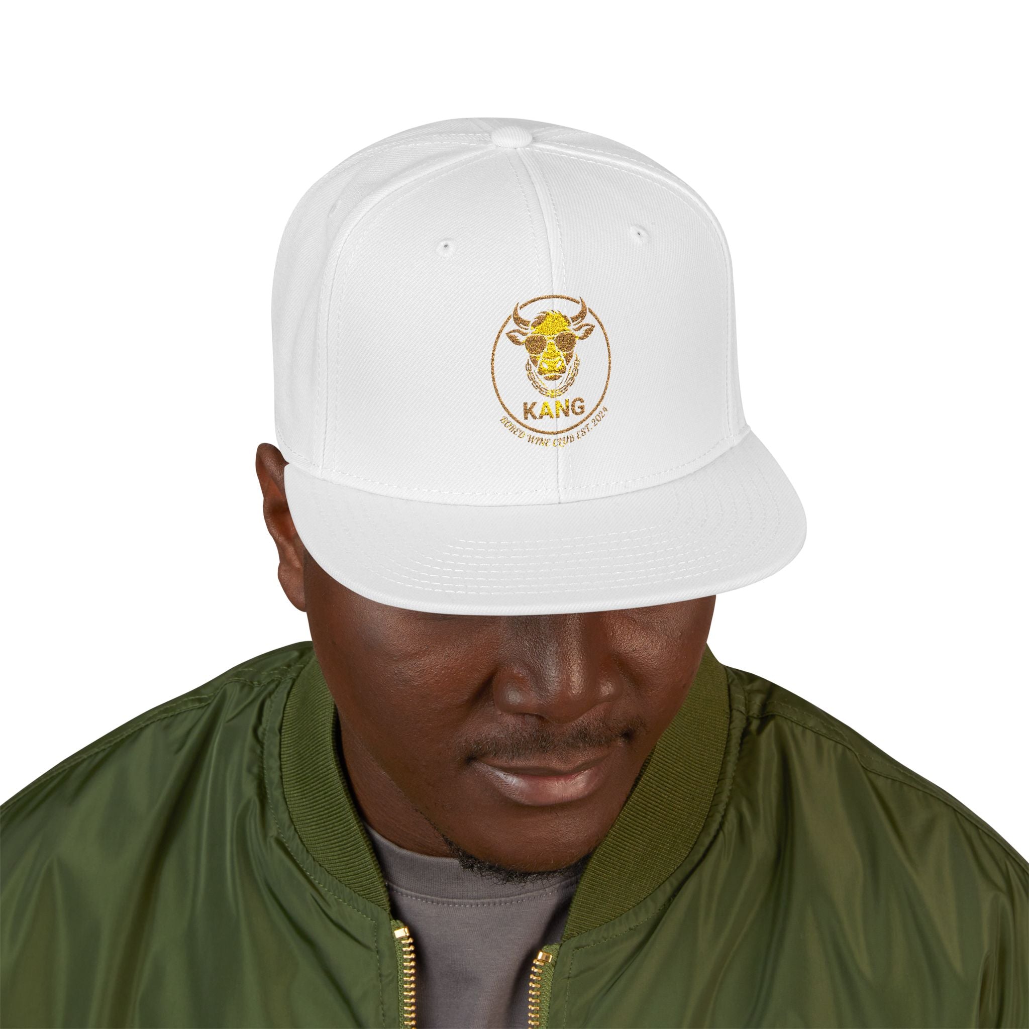 Gold Skull Snapback Hat — Embroidered Sparkle Streetwear Cap