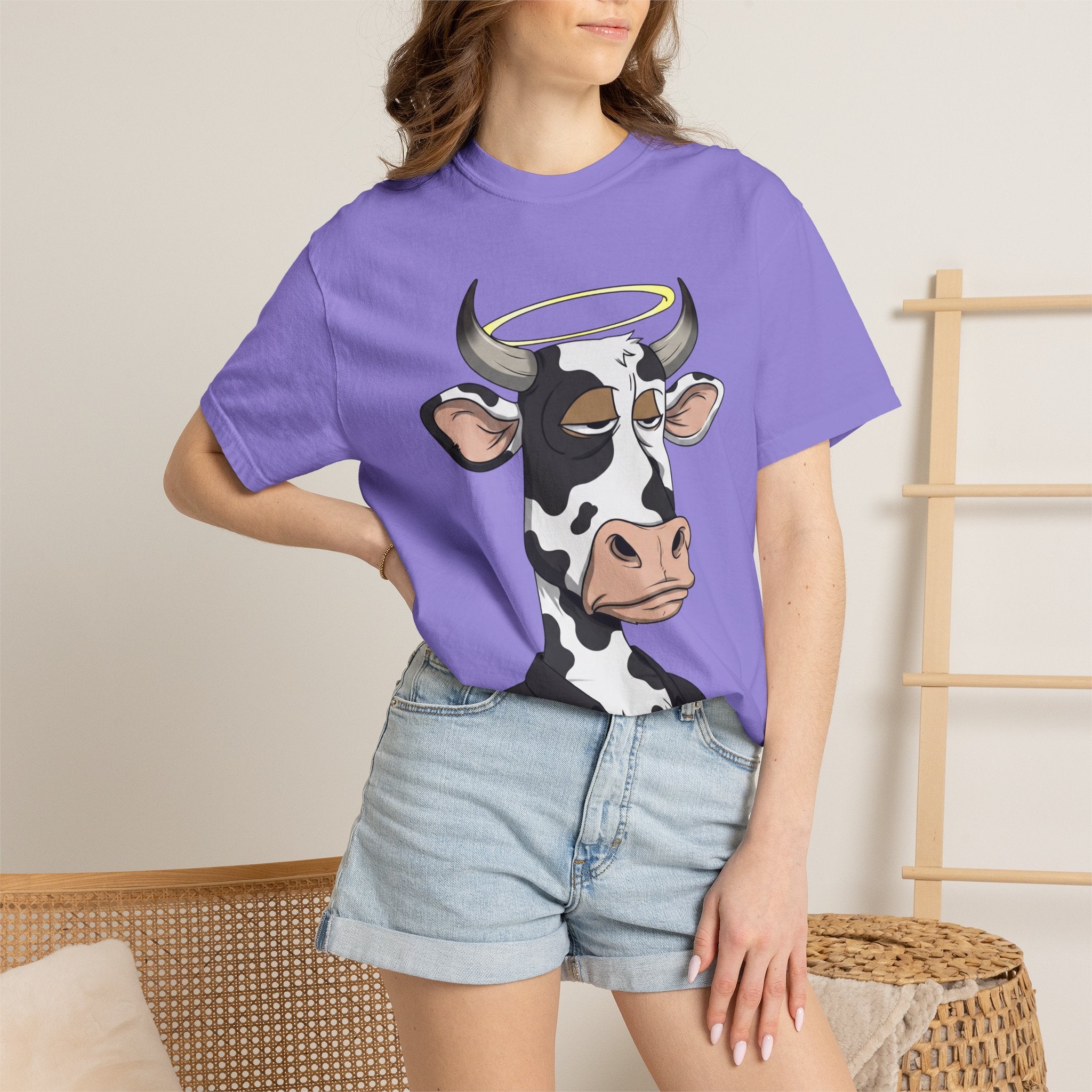 Cow Graphic T-Shirt — 'KANG' Wine Club Logo & Halo Cow Art