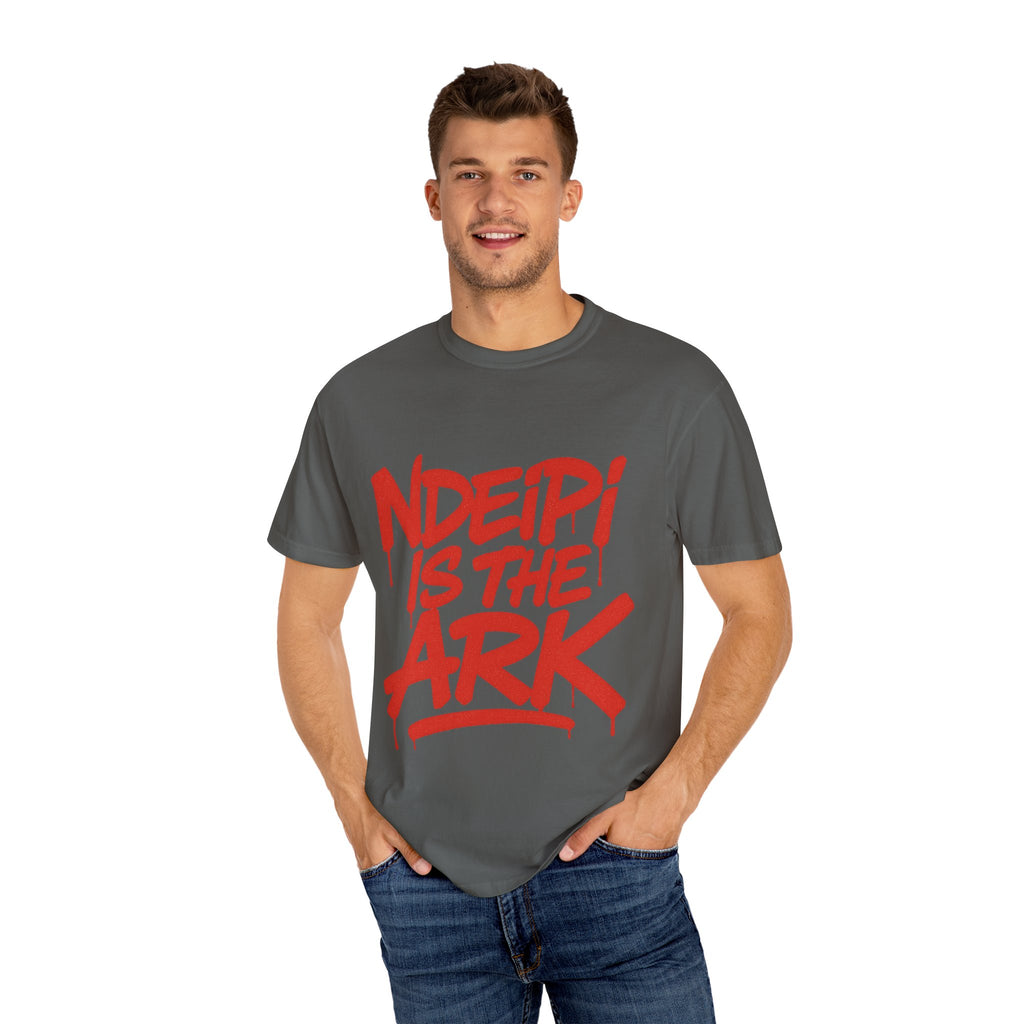 T-Shirt — "NDEIPI IS THE ARK" Red Graffiti Graphic Tee