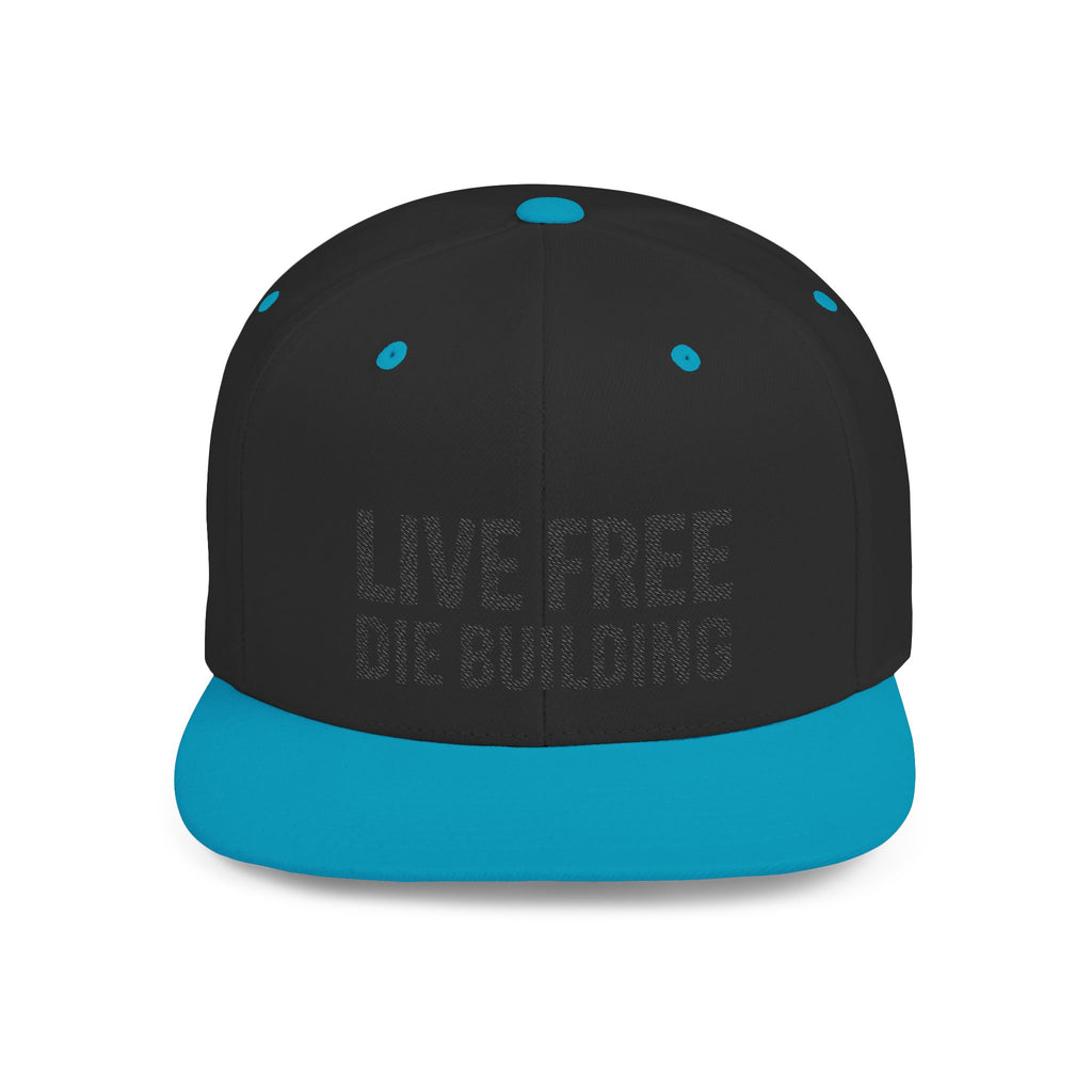 Live Free Die Building Flat Bill Snapback Hat