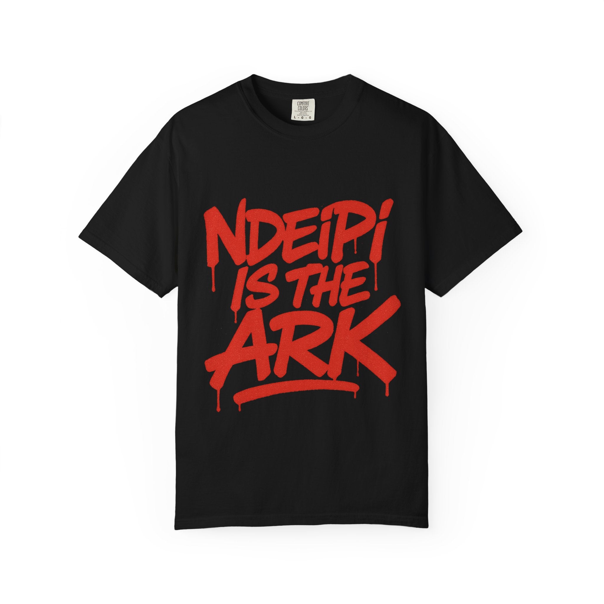 T-Shirt — "NDEIPI IS THE ARK" Red Graffiti Graphic Tee