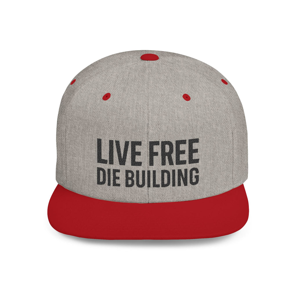 Live Free Die Building Flat Bill Snapback Hat