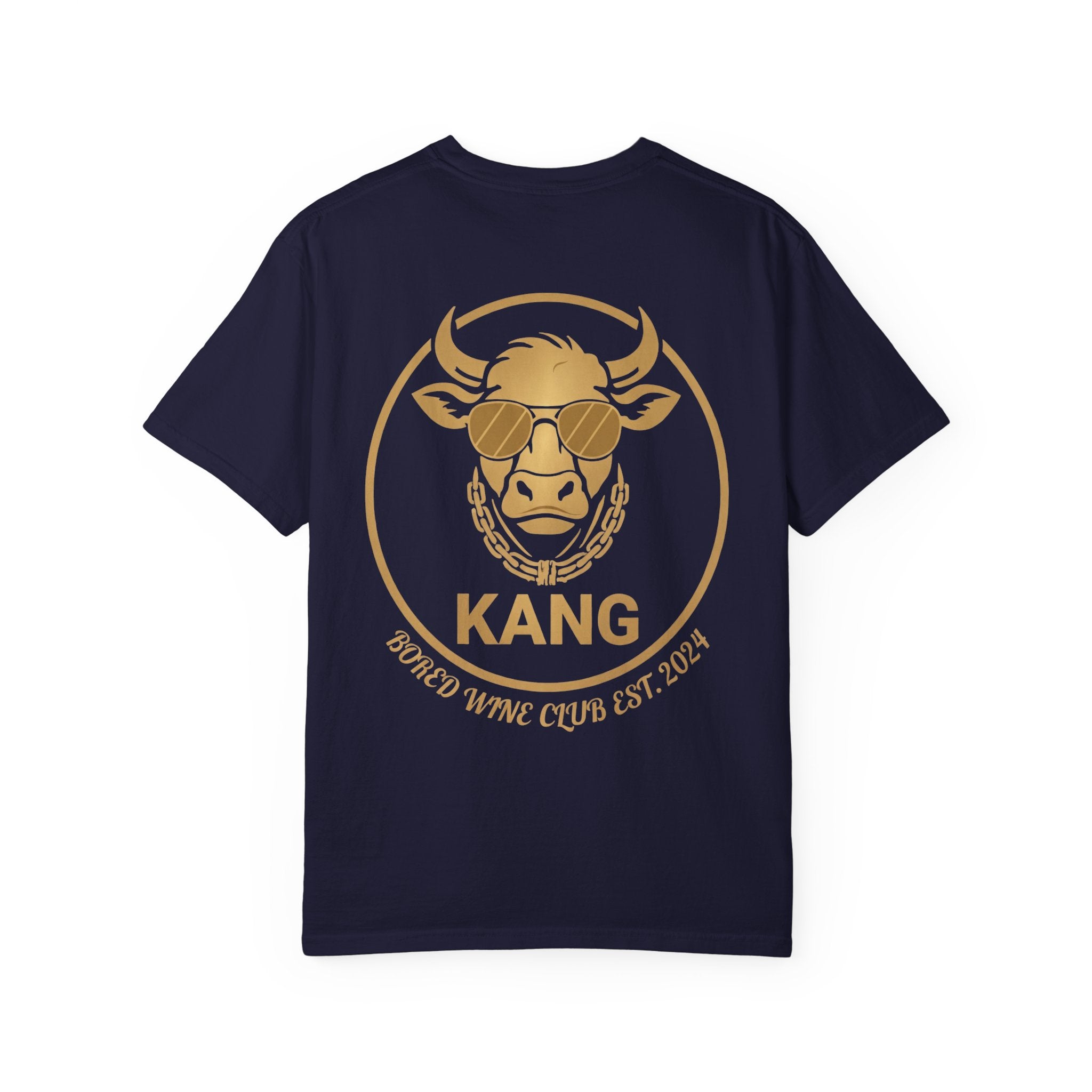 Cow Graphic T-Shirt — 'KANG' Wine Club Logo & Halo Cow Art