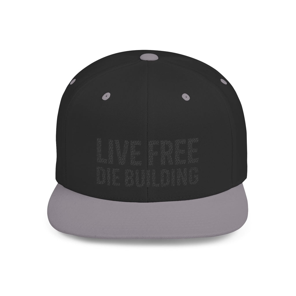 Live Free Die Building Flat Bill Snapback Hat