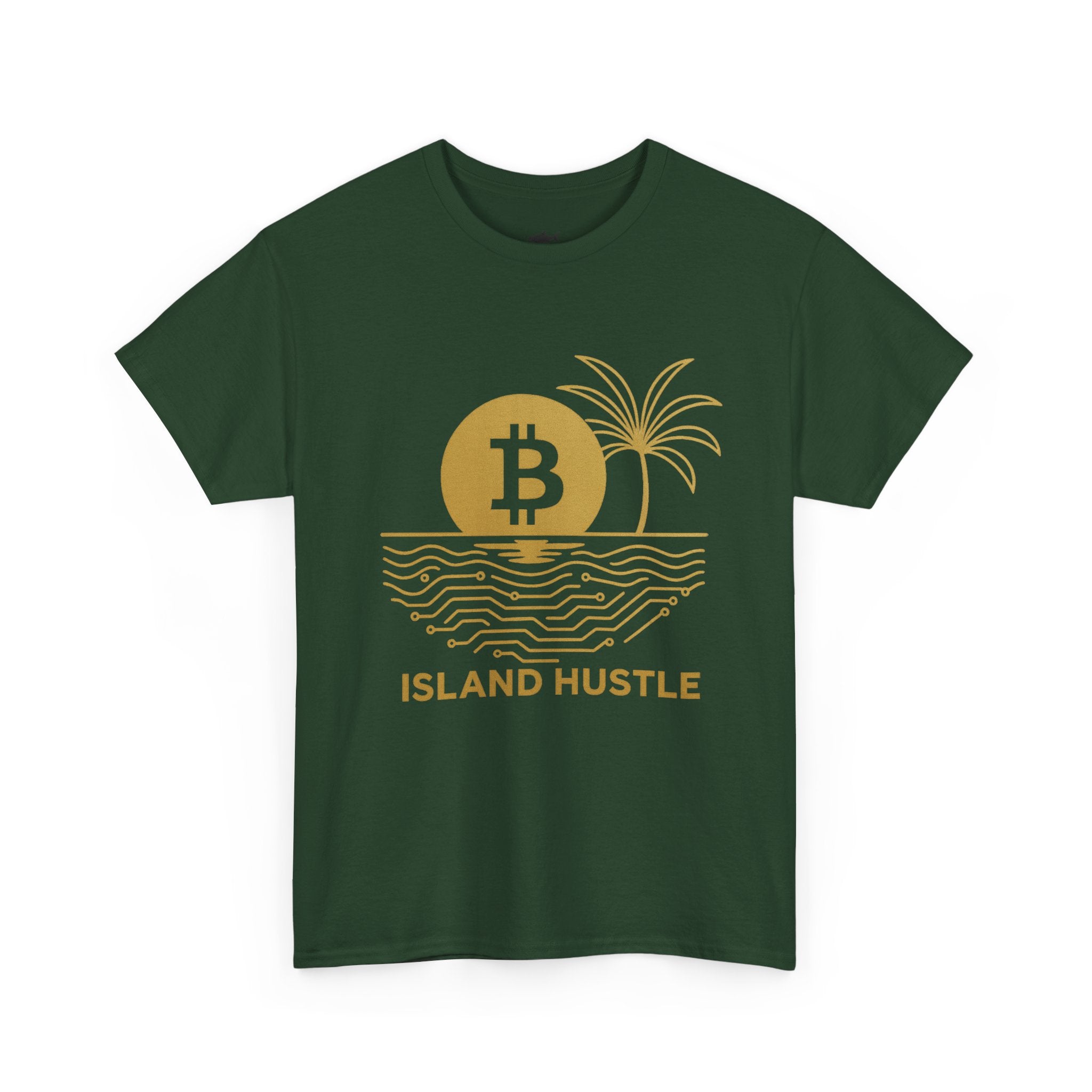 Island Hustle Bitcoin Tee – Crypto Beach Vibes Graphic T-Shirt