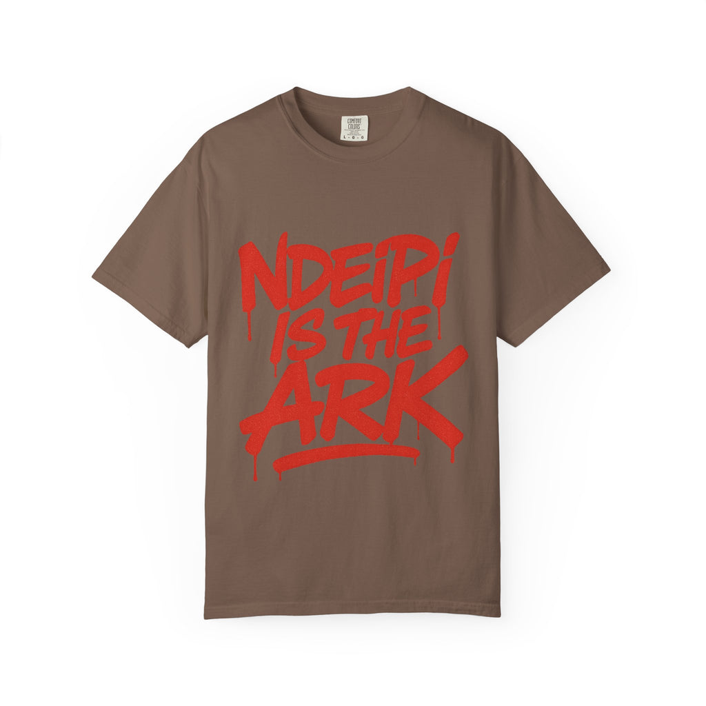 T-Shirt — "NDEIPI IS THE ARK" Red Graffiti Graphic Tee
