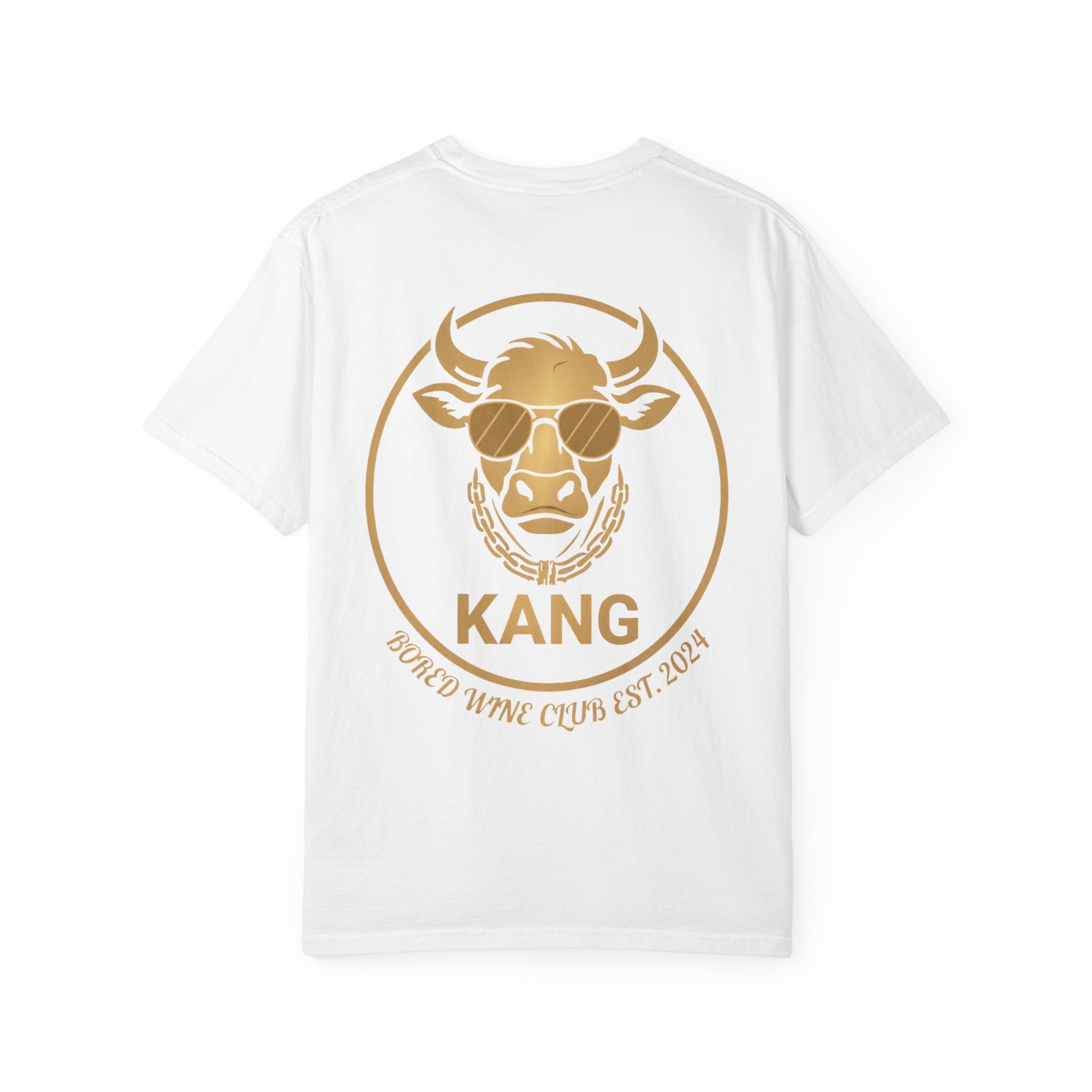 Cow Graphic T-Shirt — 'KANG' Wine Club Logo & Halo Cow Art