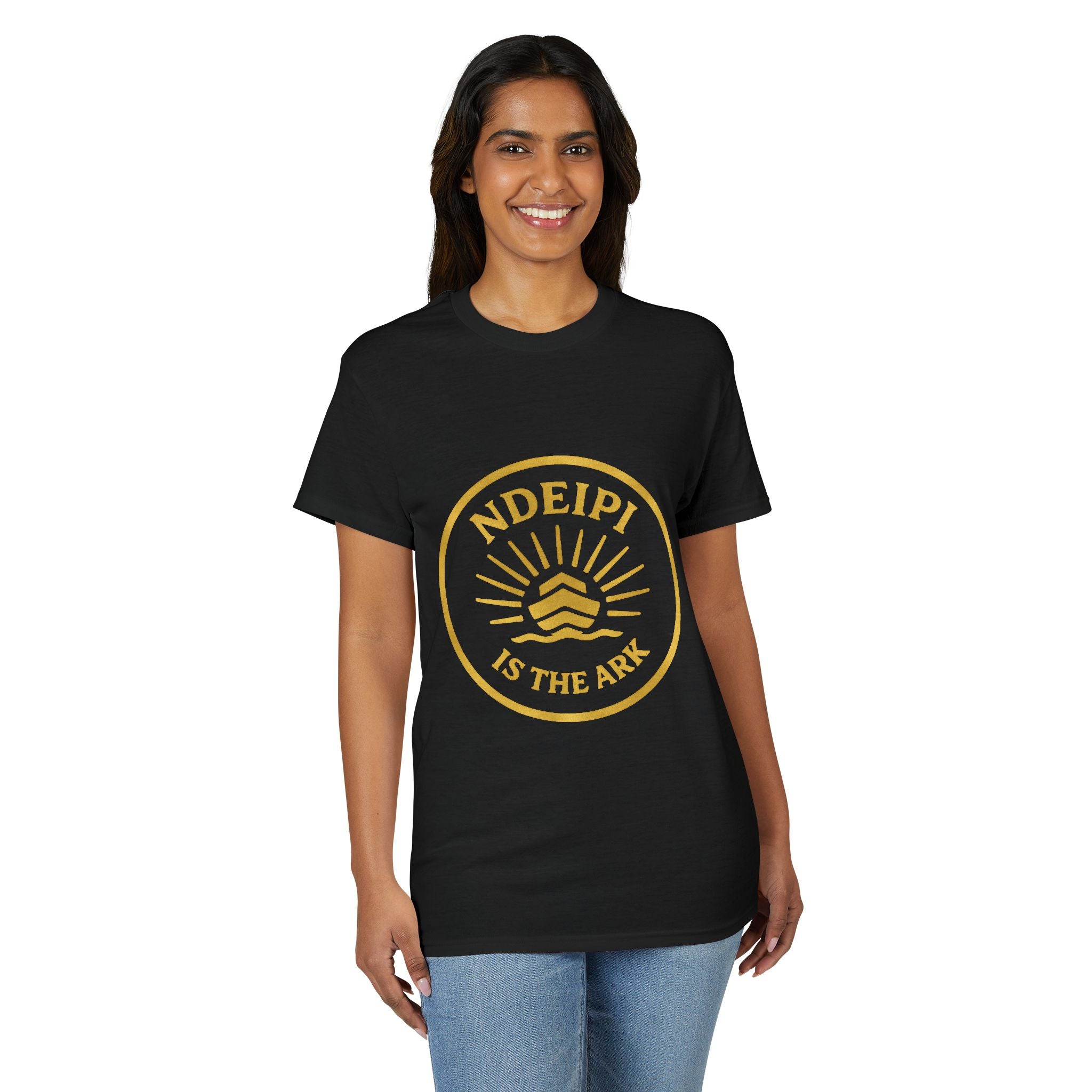 Ndeipi Is The Ark T-Shirt — Gold Sun & Wave Logo Tee