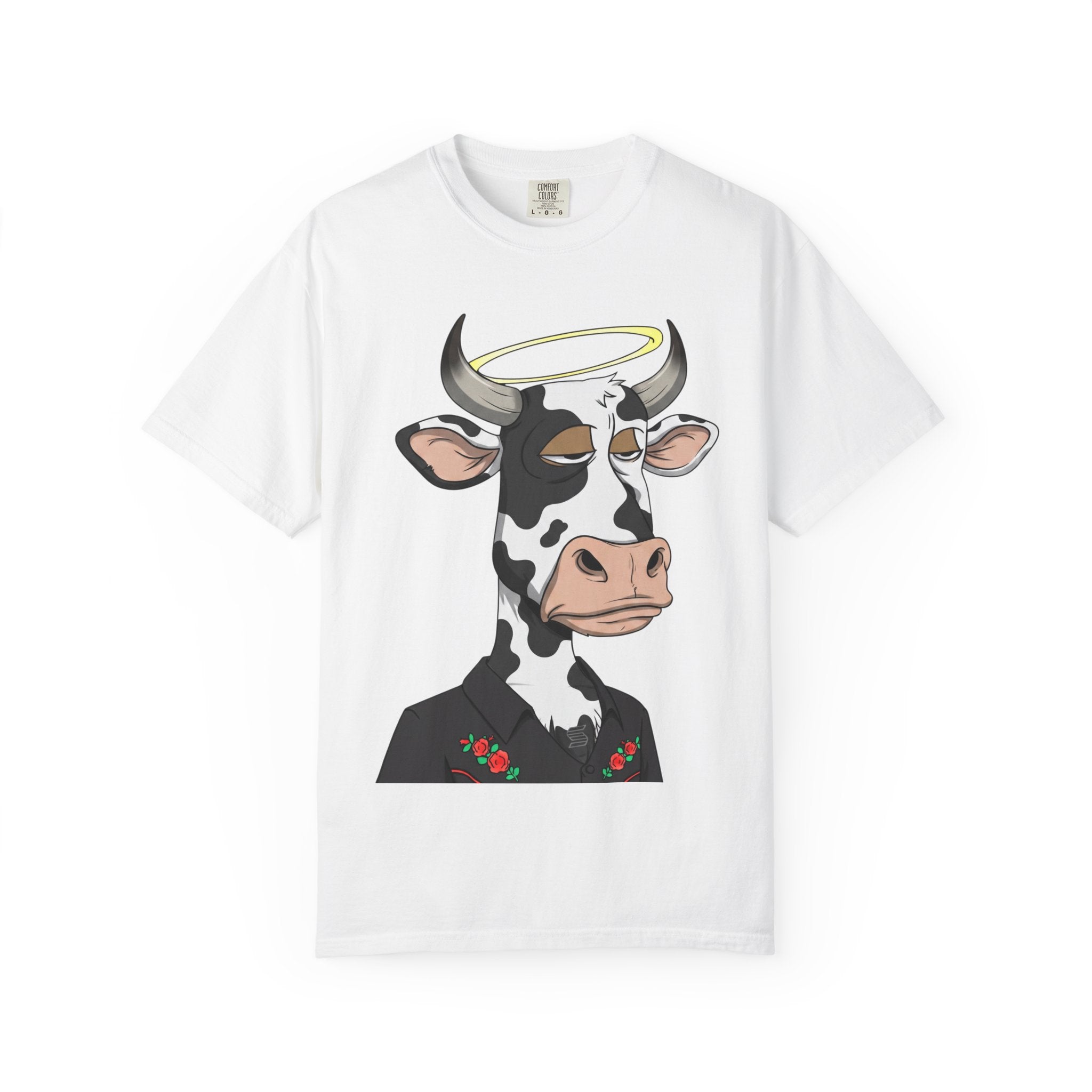 Cow Graphic T-Shirt — 'KANG' Wine Club Logo & Halo Cow Art