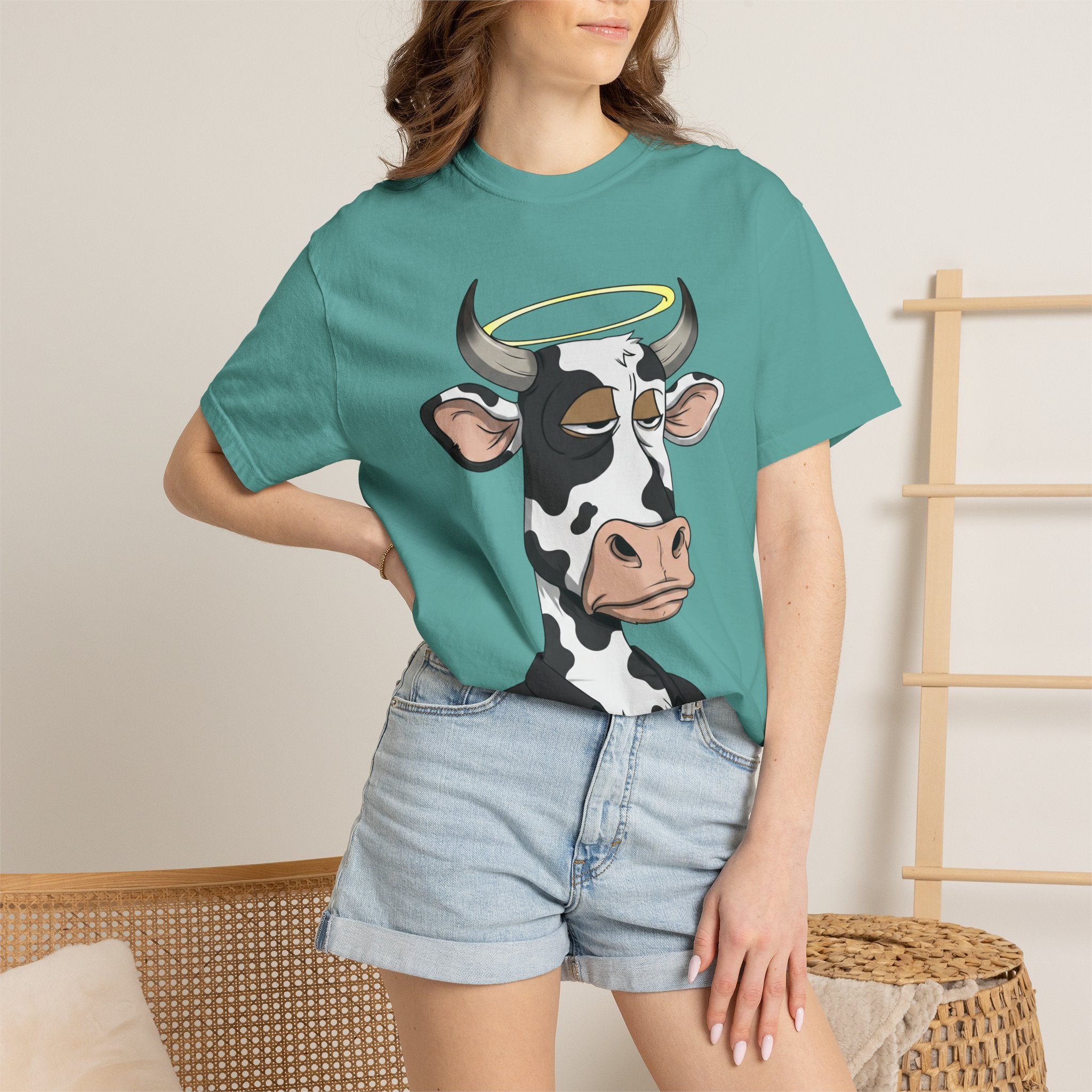 Cow Graphic T-Shirt — 'KANG' Wine Club Logo & Halo Cow Art