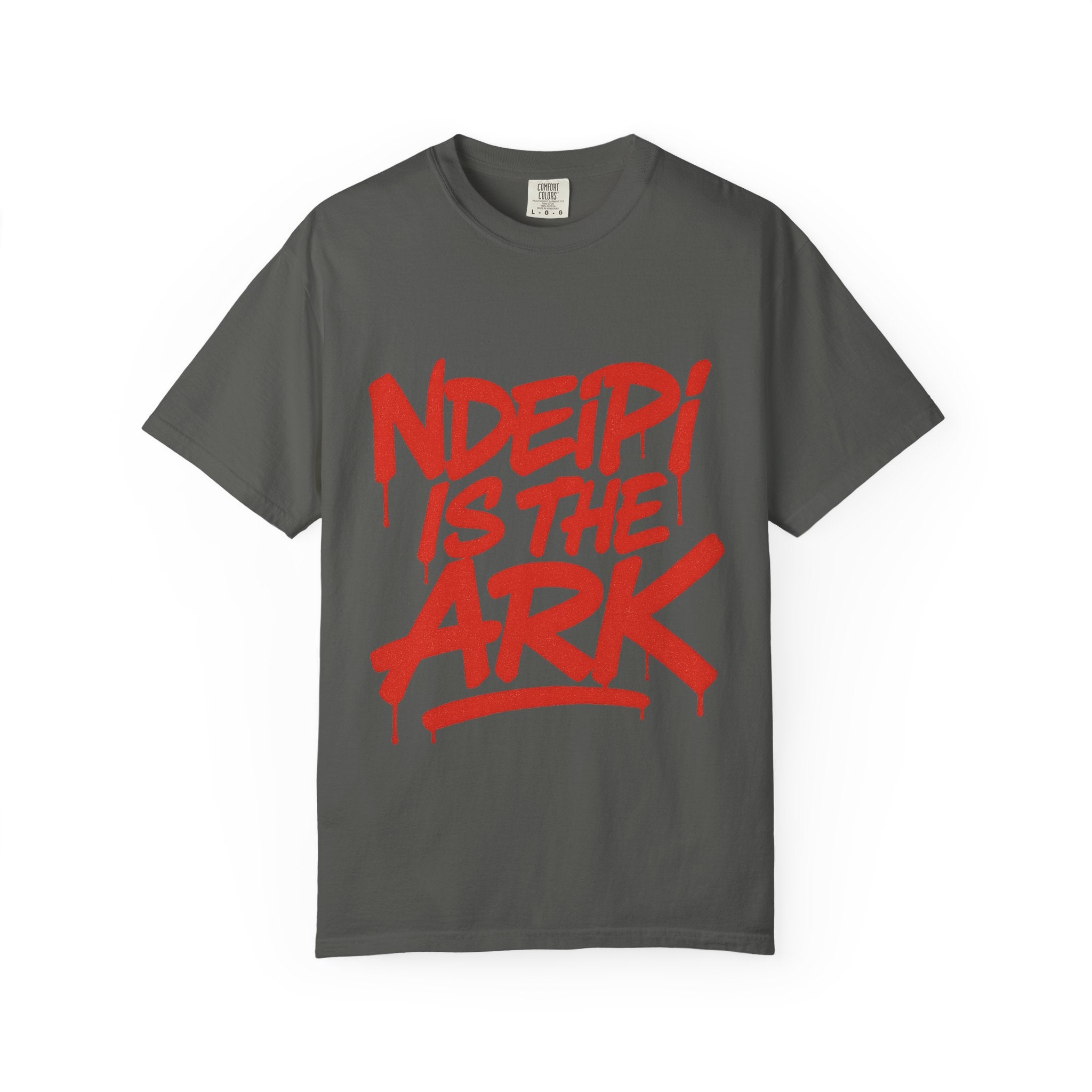 T-Shirt — "NDEIPI IS THE ARK" Red Graffiti Graphic Tee