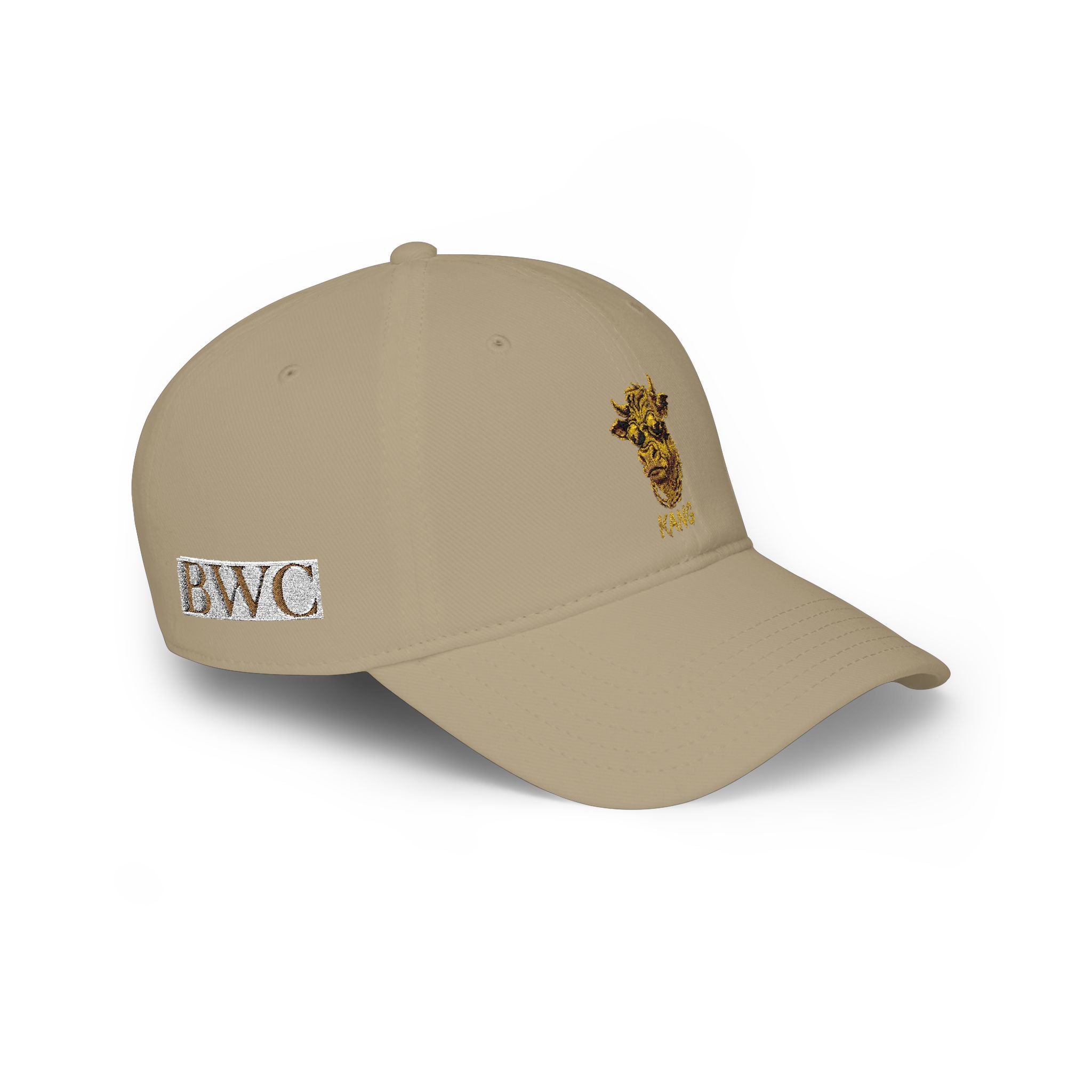 Low Profile Cap — Gold Leopard Cow Embroidered "BWC" Streetwear Hat