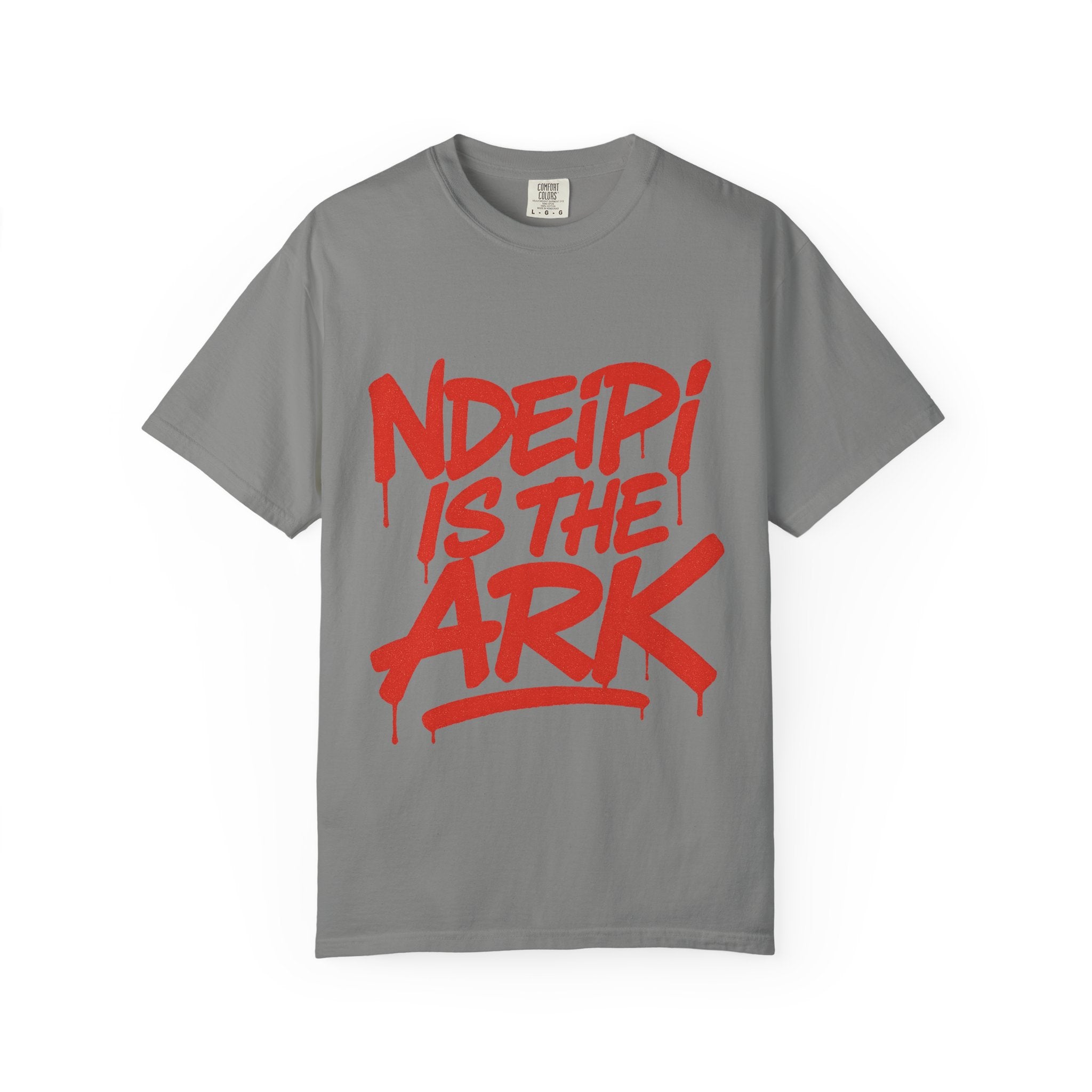 T-Shirt — "NDEIPI IS THE ARK" Red Graffiti Graphic Tee
