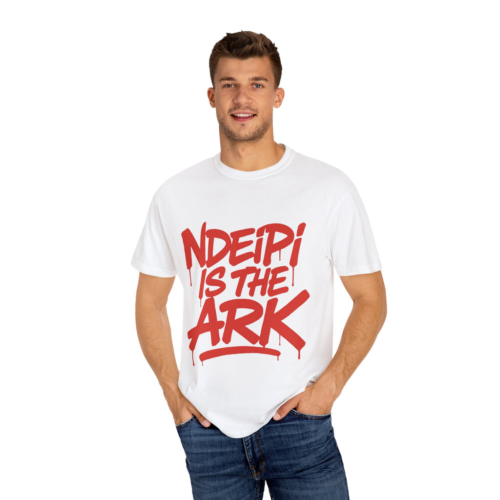 T-Shirt — "NDEIPI IS THE ARK" Red Graffiti Graphic Tee