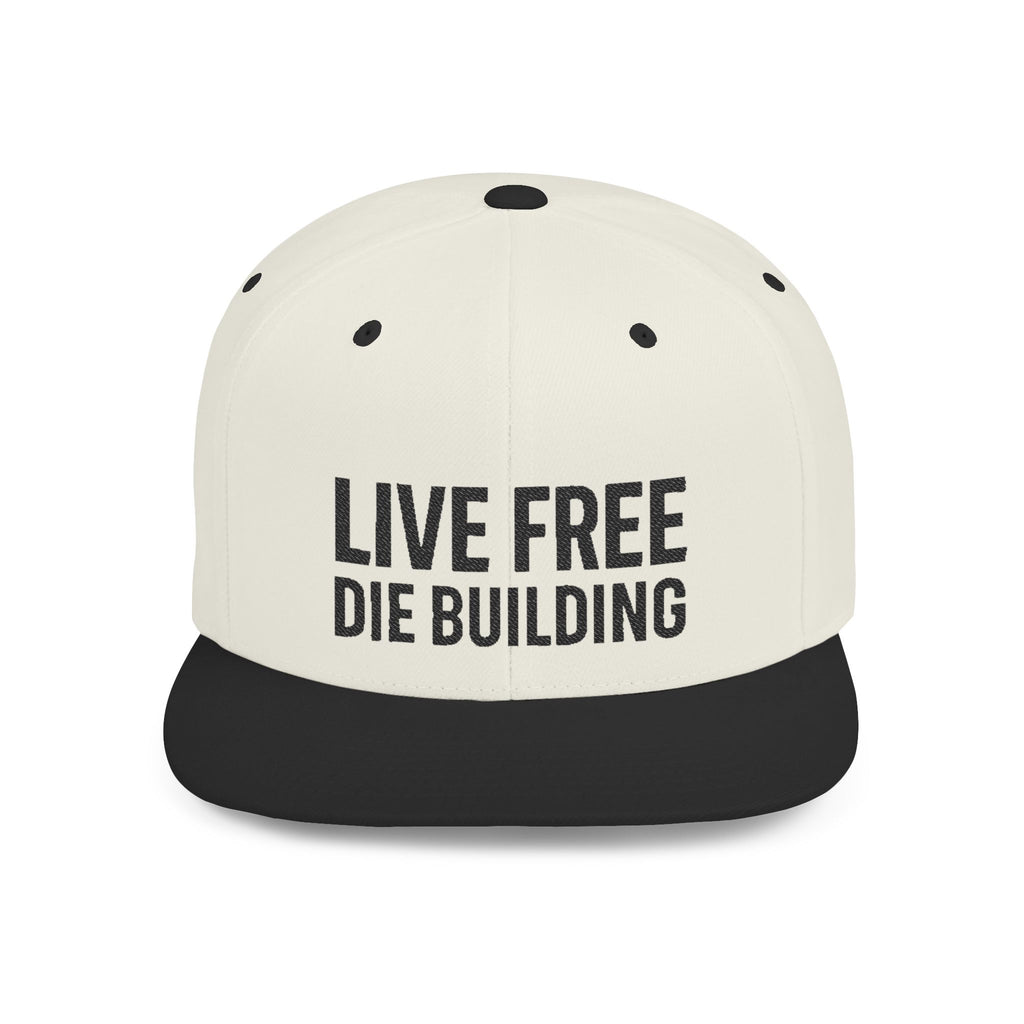 Live Free Die Building Flat Bill Snapback Hat