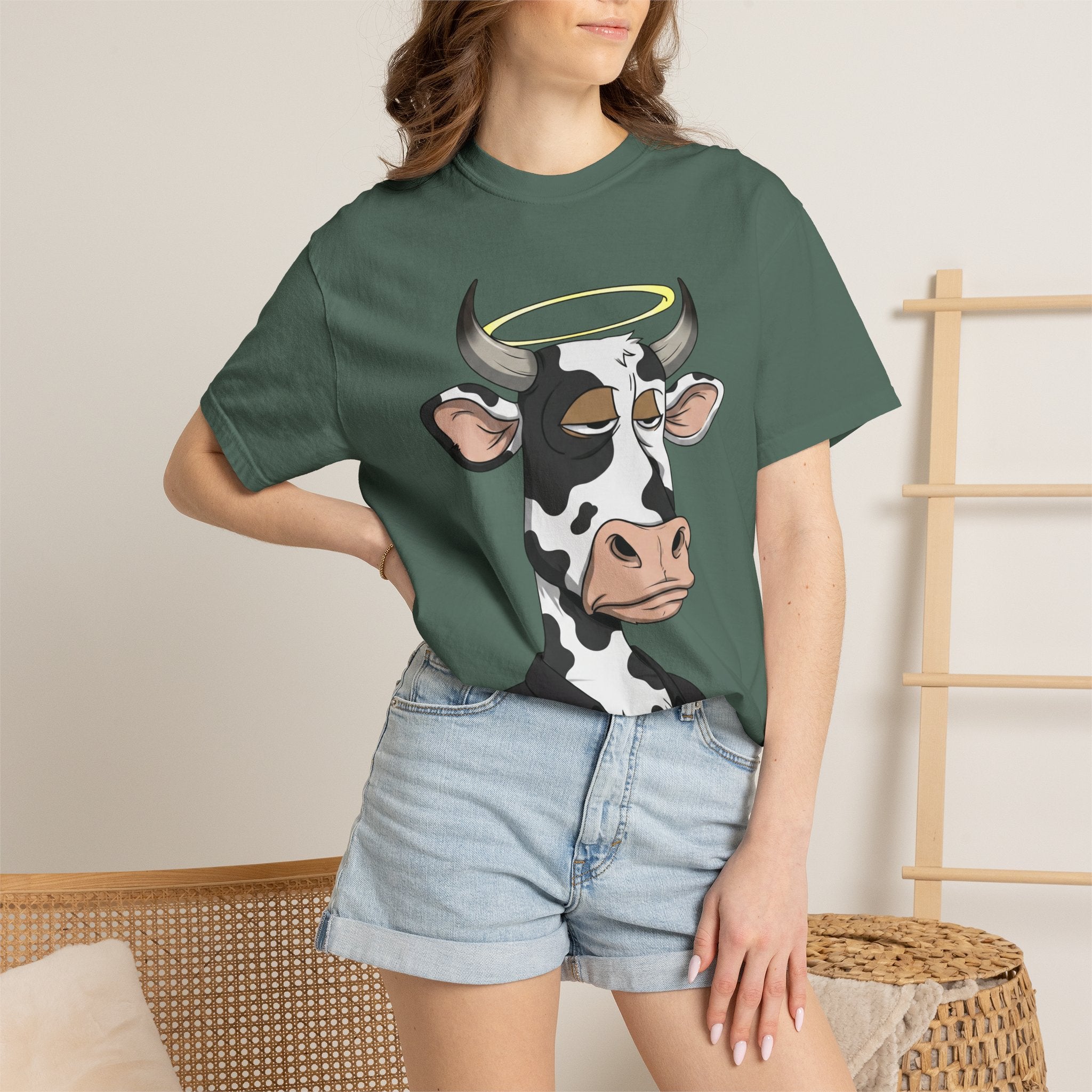 Cow Graphic T-Shirt — 'KANG' Wine Club Logo & Halo Cow Art