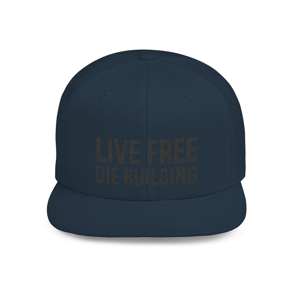 Live Free Die Building Flat Bill Snapback Hat