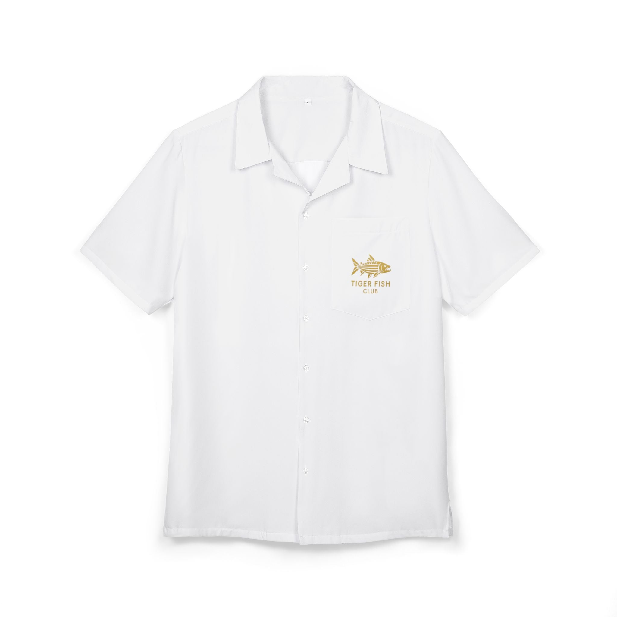 Hawaiian Shirt — Gold 'Golden Fish' Pocket Design