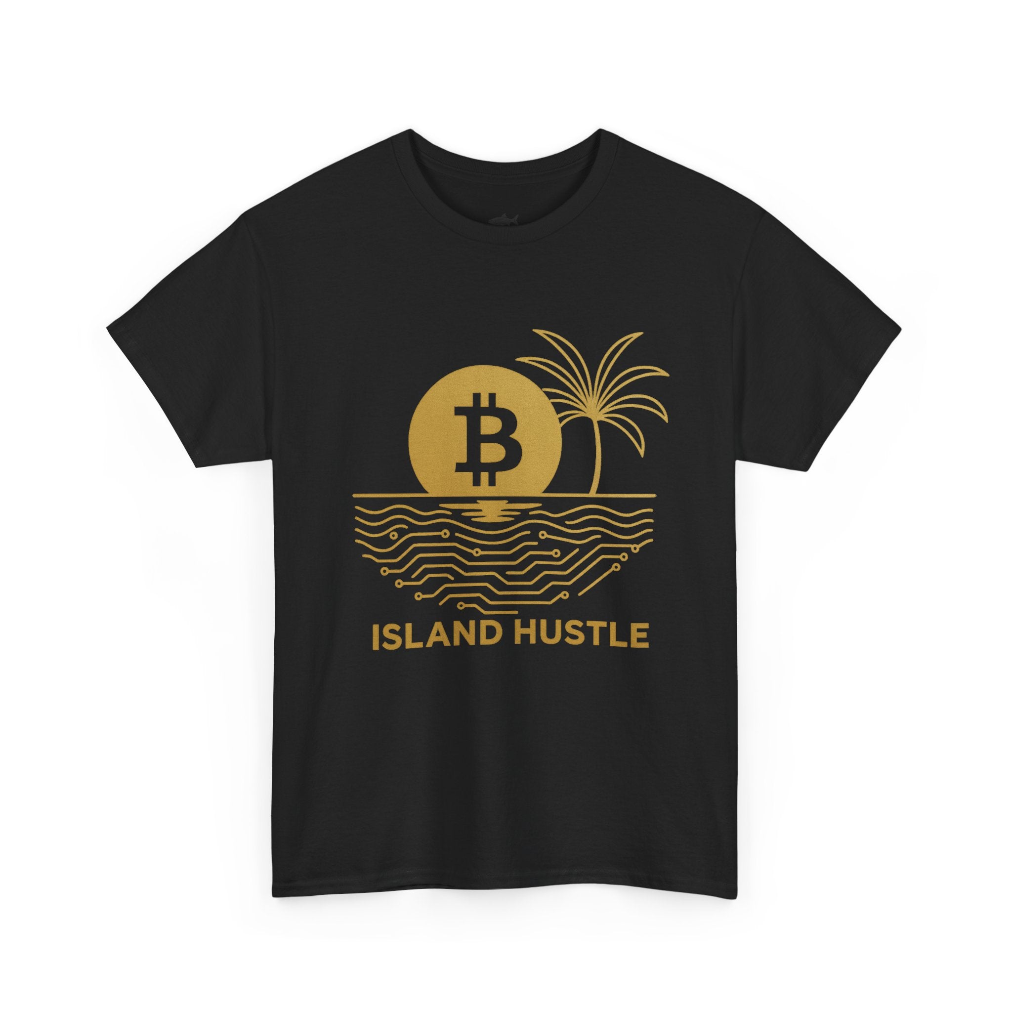 Island Hustle Bitcoin Tee – Crypto Beach Vibes Graphic T-Shirt