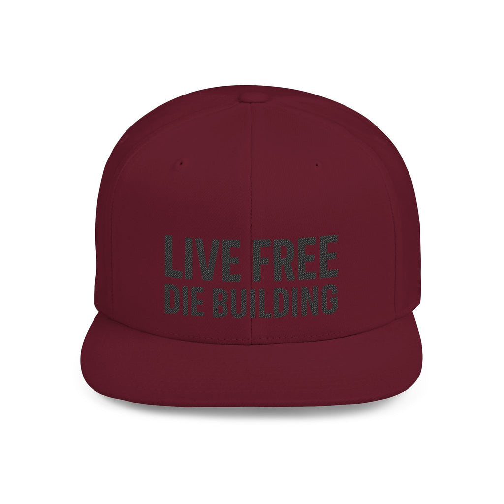 Live Free Die Building Flat Bill Snapback Hat
