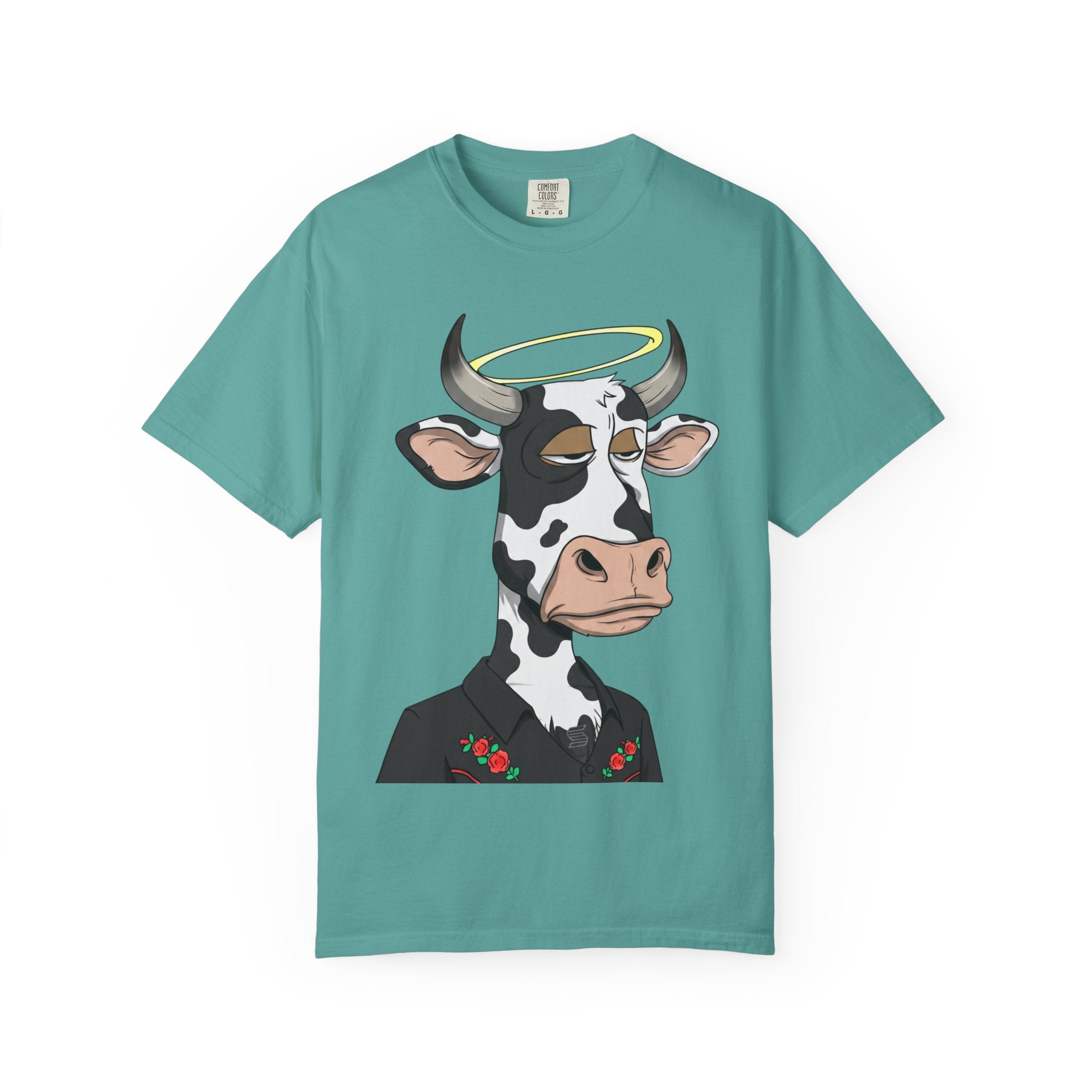 Cow Graphic T-Shirt — 'KANG' Wine Club Logo & Halo Cow Art