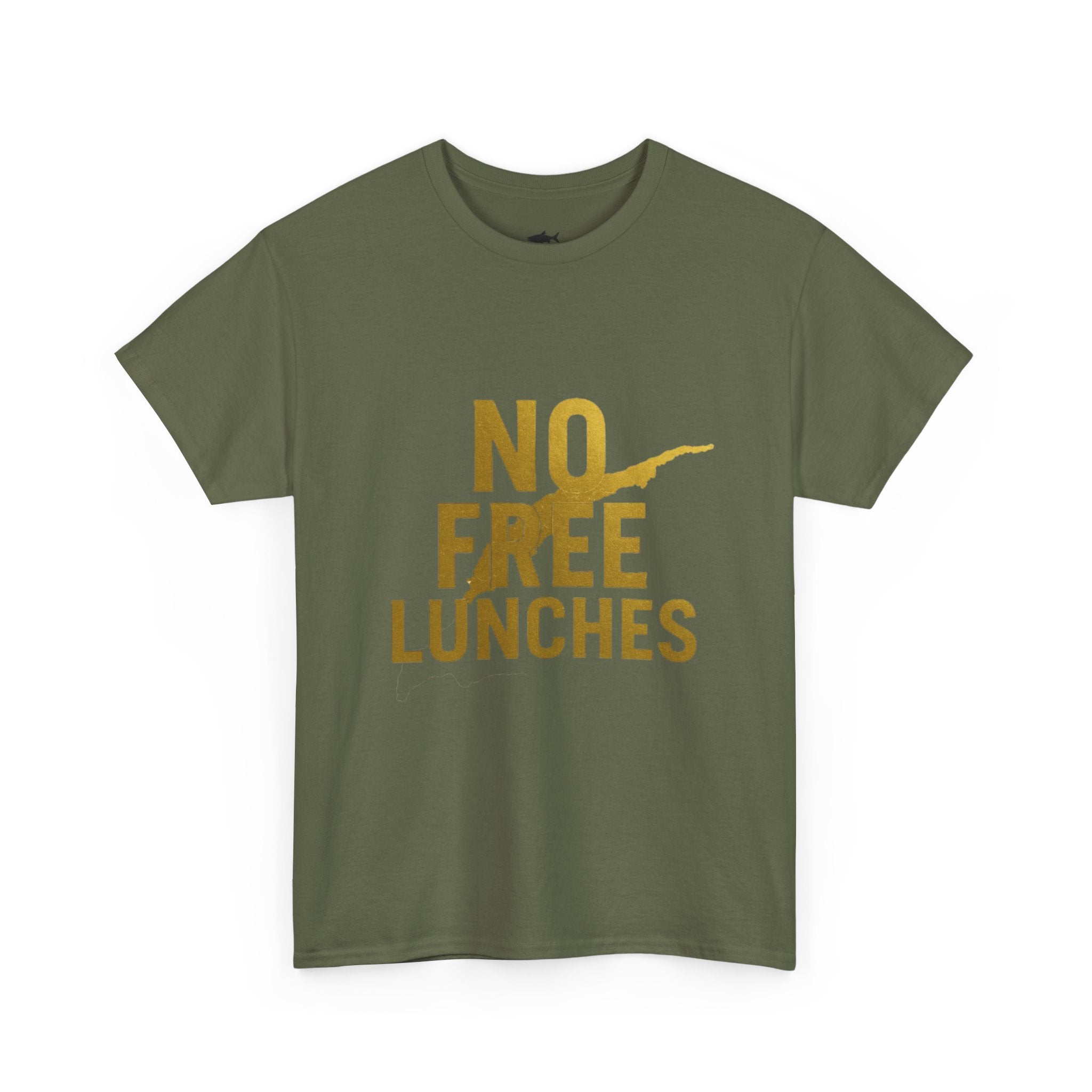 No Free Lunches Tee — Bold Gold Graphic Cotton T-Shirt