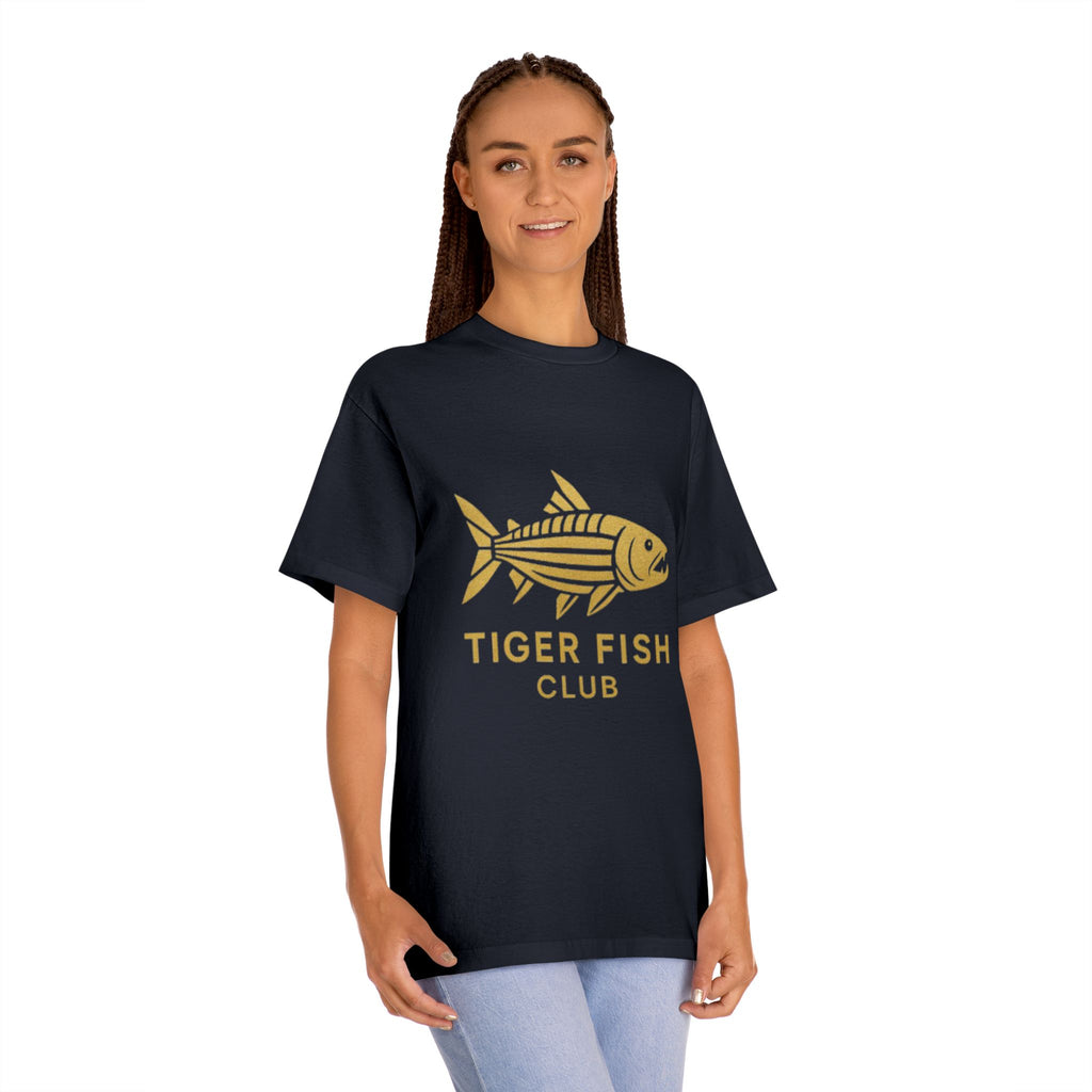 Tiger Fish Club Tee — Gold Fishing Graphic T-Shirt