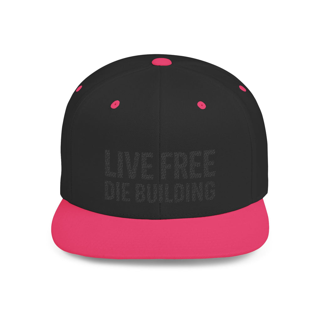 Live Free Die Building Flat Bill Snapback Hat