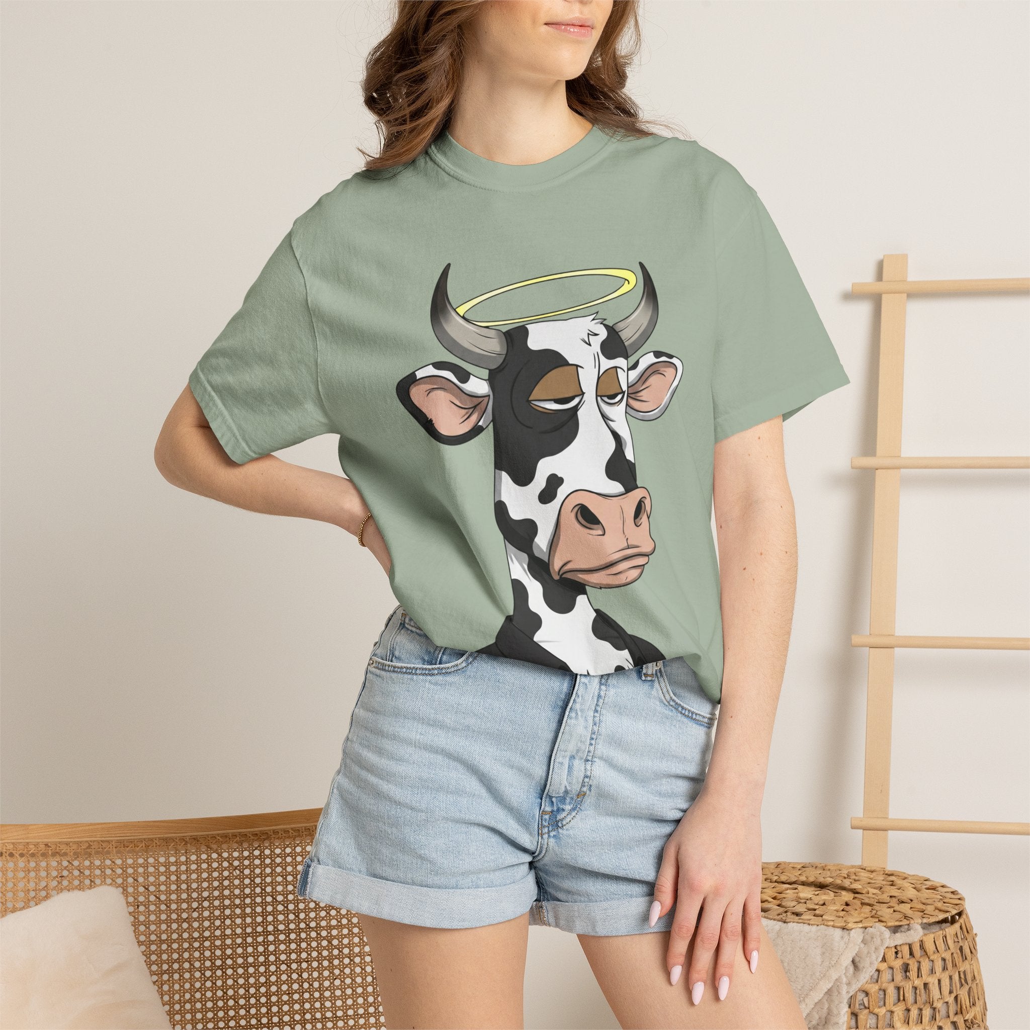 Cow Graphic T-Shirt — 'KANG' Wine Club Logo & Halo Cow Art