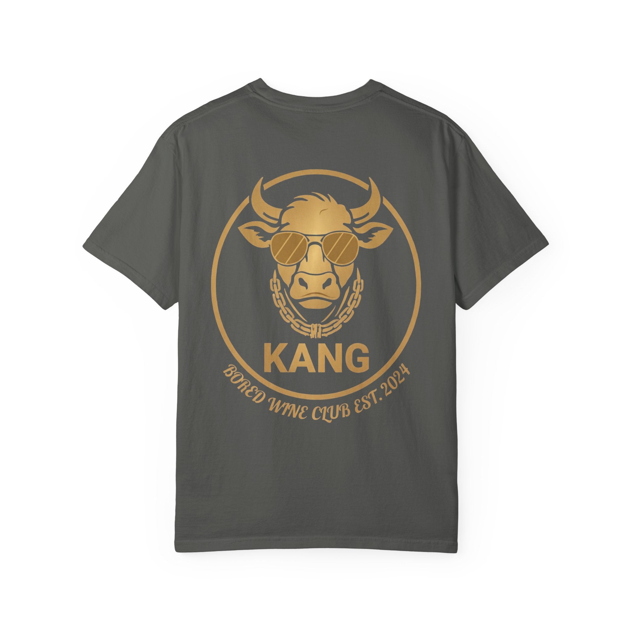 Cow Graphic T-Shirt — 'KANG' Wine Club Logo & Halo Cow Art