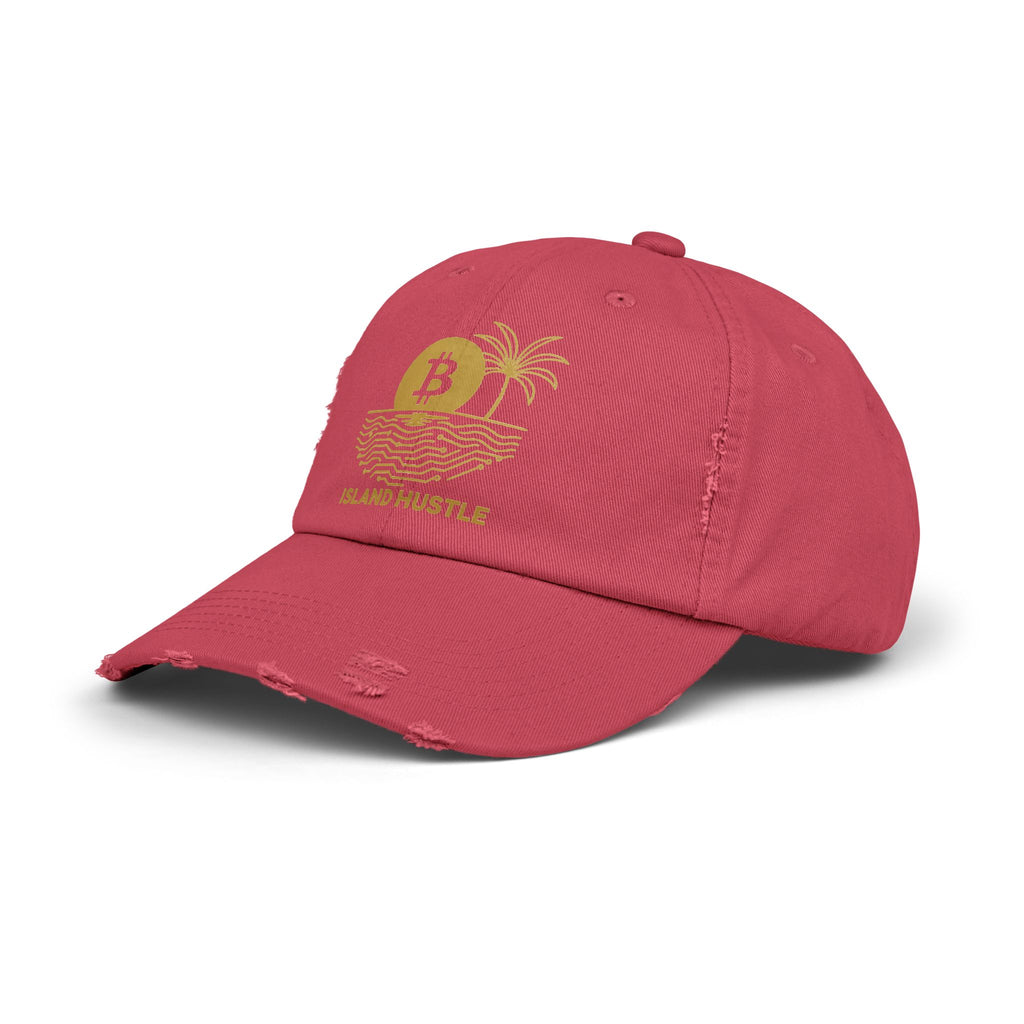 Island Hustle Bitcoin Cap — Distressed Palm Tree Hat