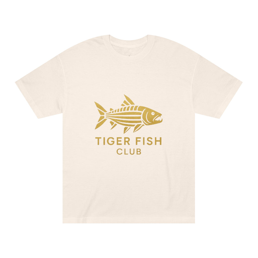 Tiger Fish Club Tee — Gold Fishing Graphic T-Shirt