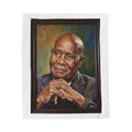 Dr. Kenneth Kaunda Portrait Plush Velveteen Blanket — Art by Charles Gibbons