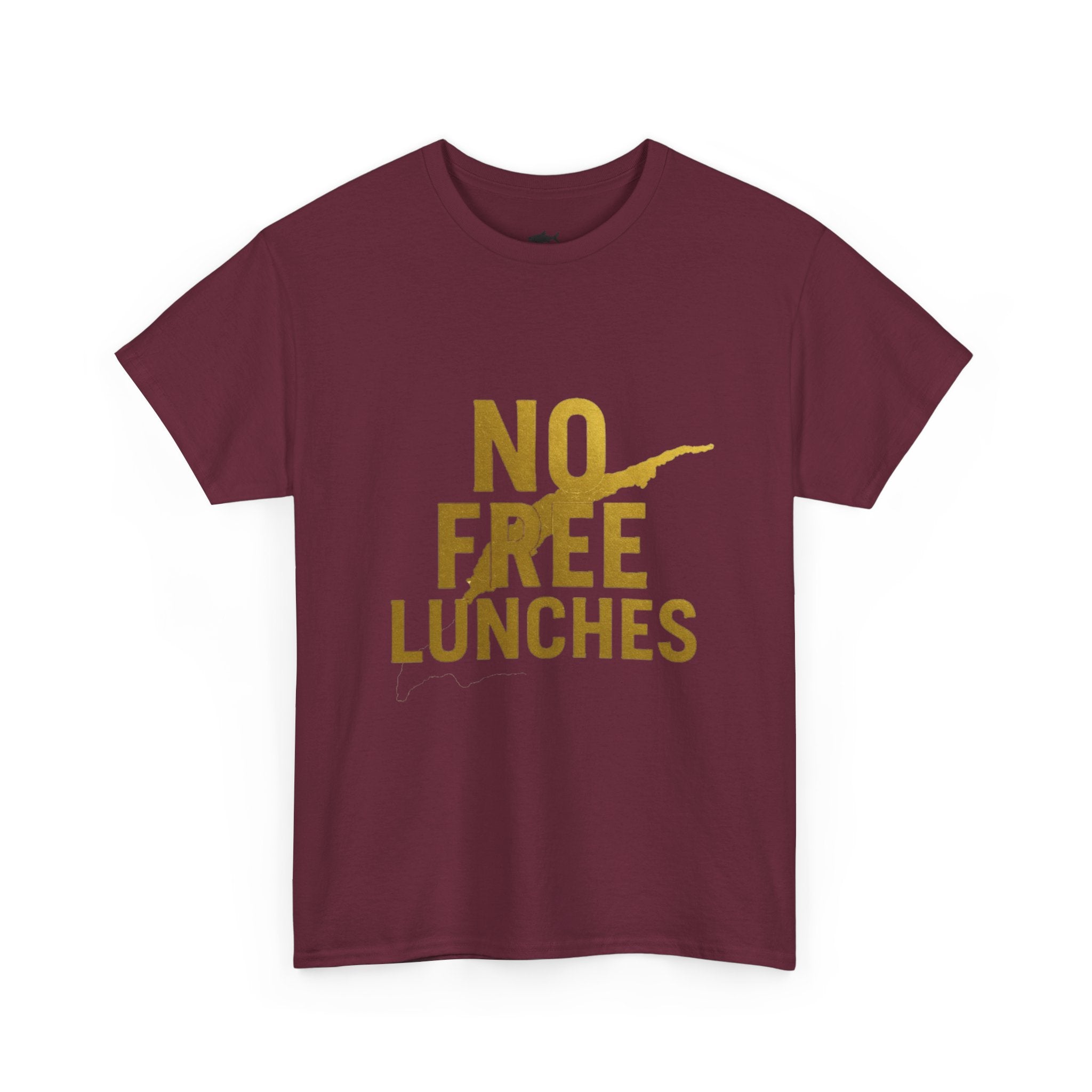 No Free Lunches Tee — Bold Gold Graphic Cotton T-Shirt