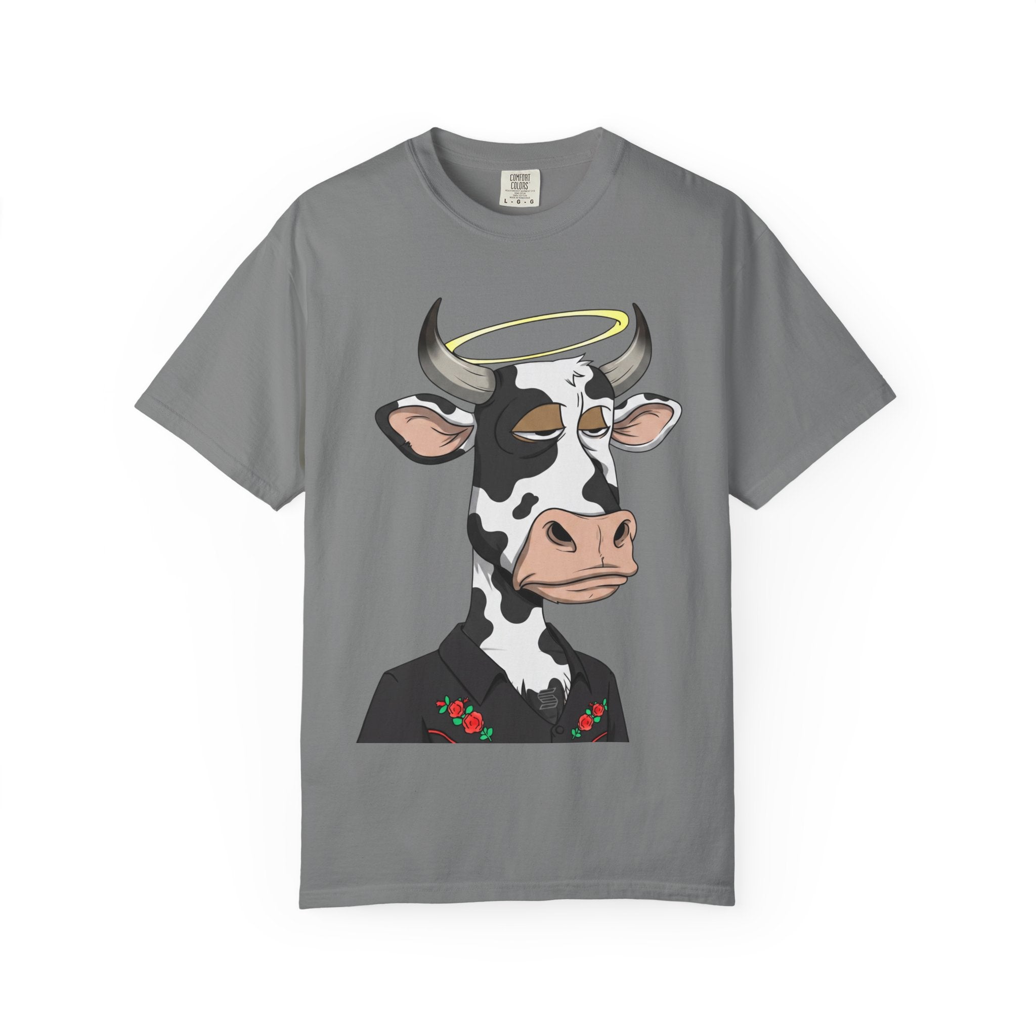 Cow Graphic T-Shirt — 'KANG' Wine Club Logo & Halo Cow Art