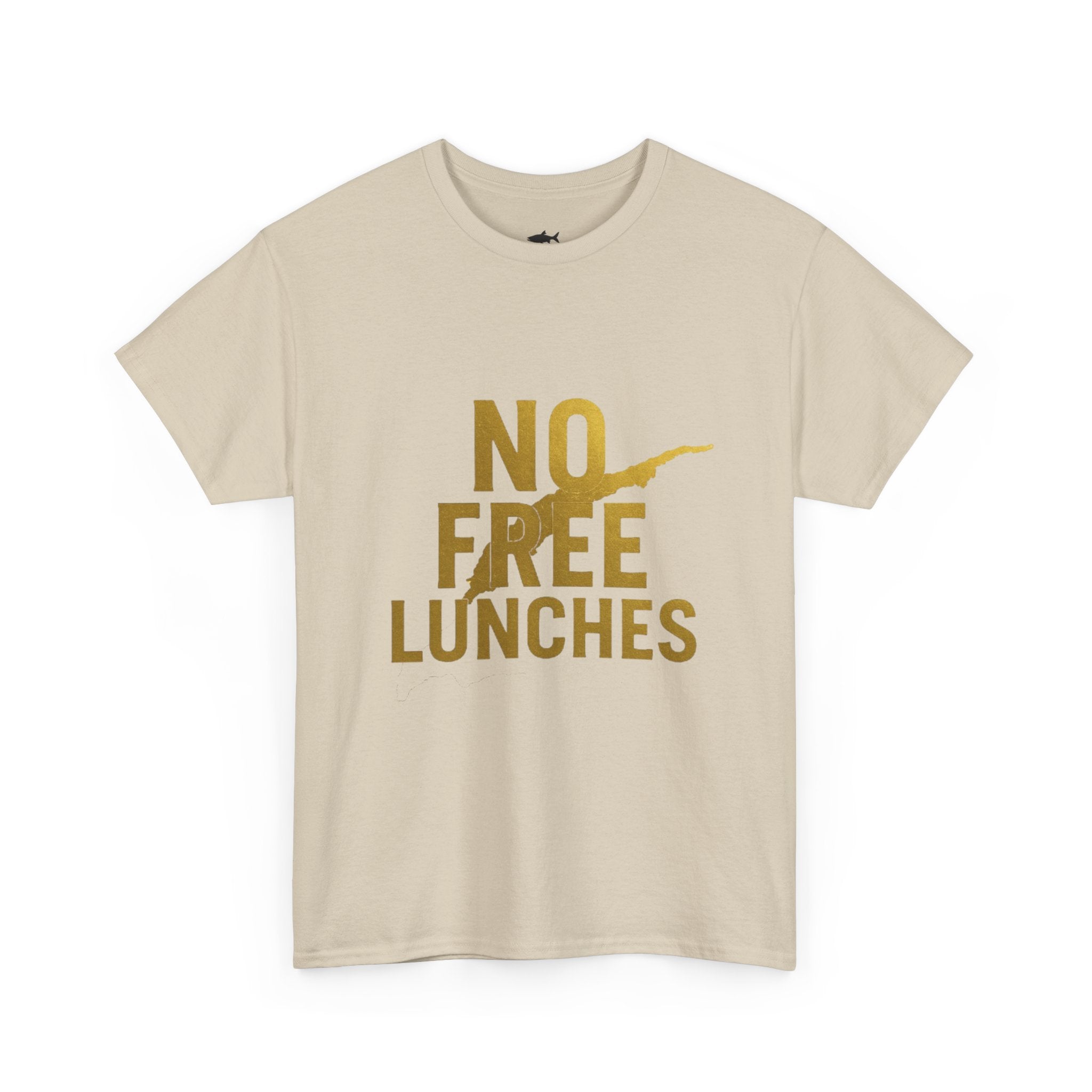 No Free Lunches Tee — Bold Gold Graphic Cotton T-Shirt