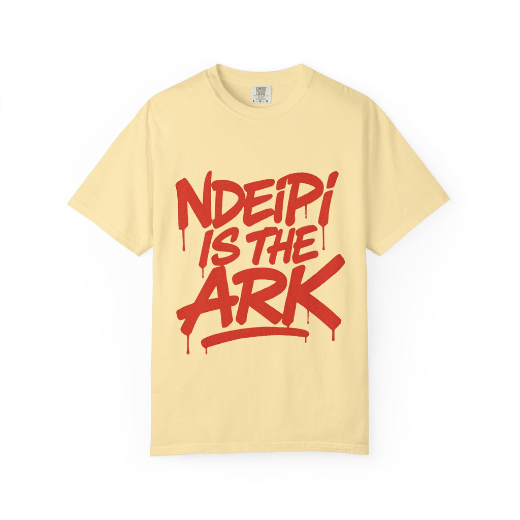 T-Shirt — "NDEIPI IS THE ARK" Red Graffiti Graphic Tee